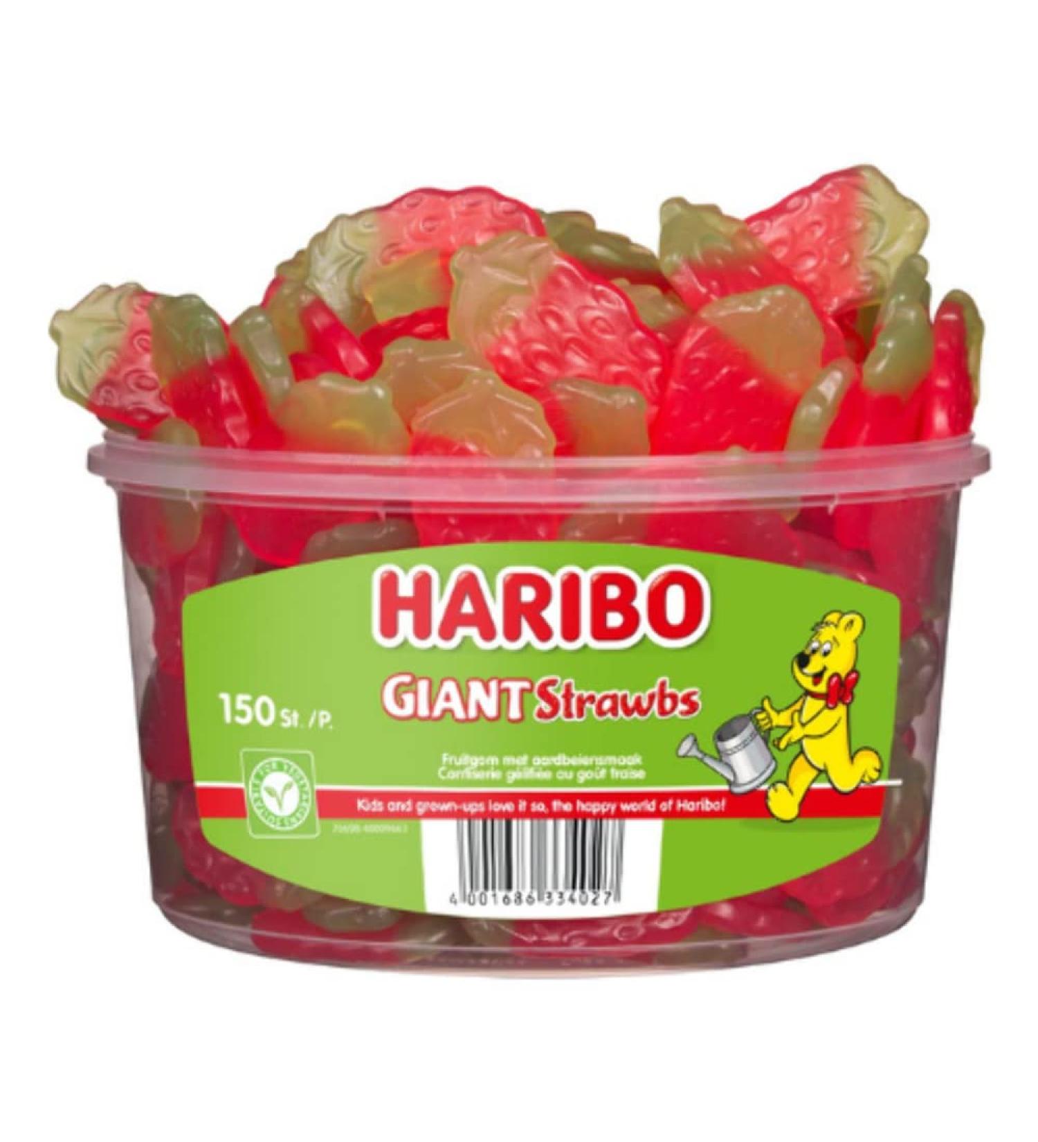 Haribo Giant Strawberries 1.350kg Contents 150 pieces Orange 1.35 kg (1 pack)