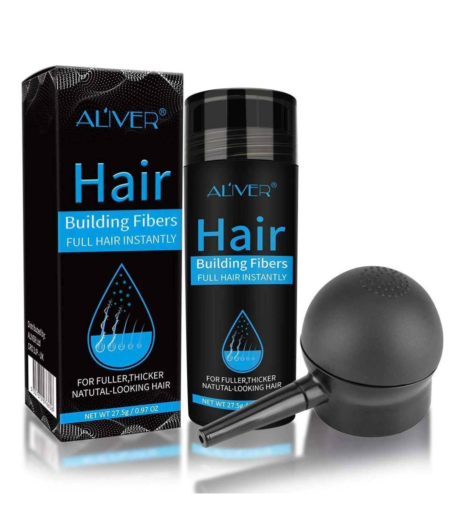 2-in-1 Hair Fibers Kit - Black Hair Thickening Fibers with Spray Applicator Pump - Instantly Thick & Full Hair in 15 Seconds - For Men and Women - Buy Online on GoSupps.com