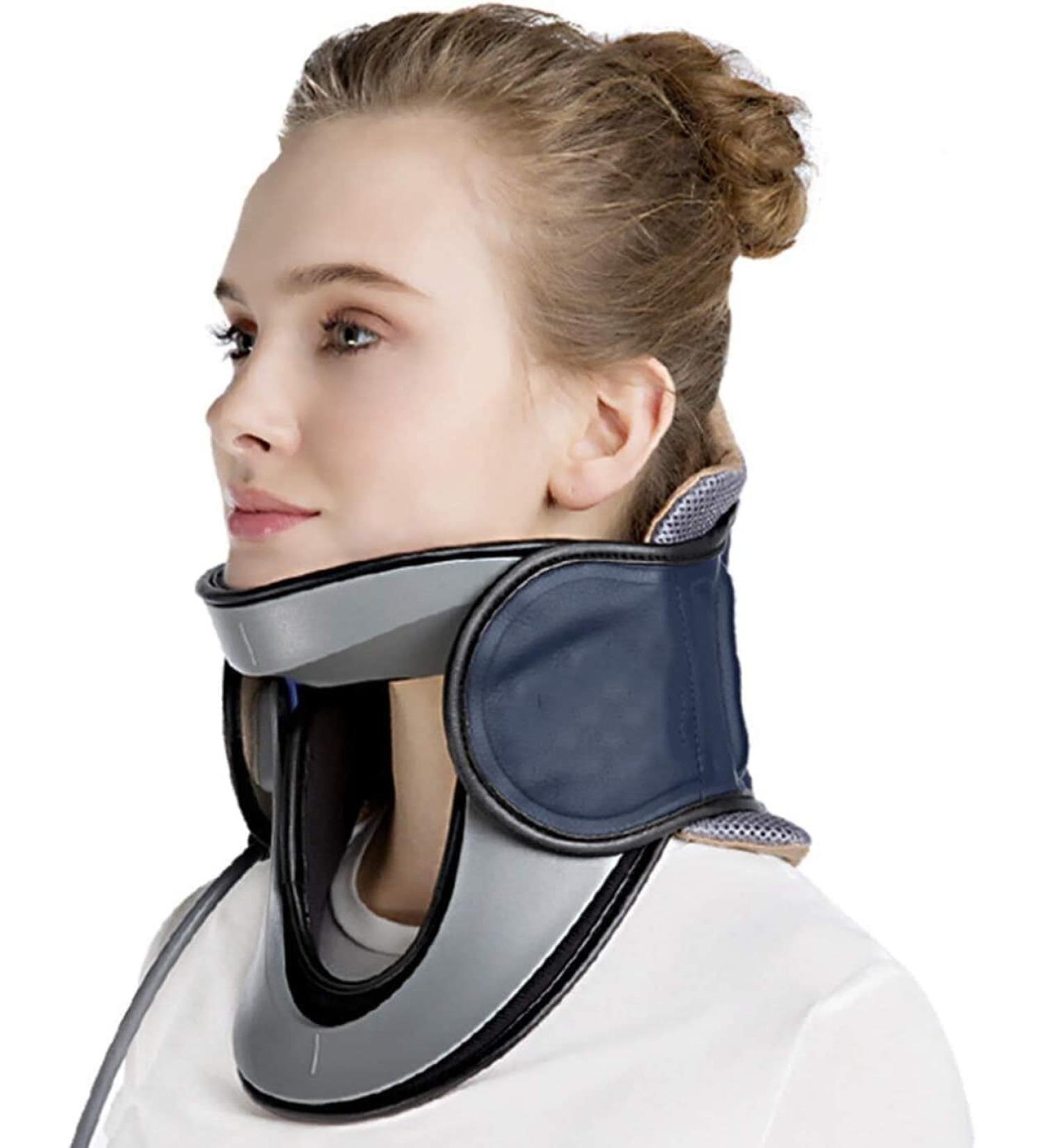 Safwel Neck Traction Device - Cervical Traction for Neck & Shoulder Pain Relief | Nude Tendon | Adult & Student Care (Blue) - Buy Online on GoSupps.com