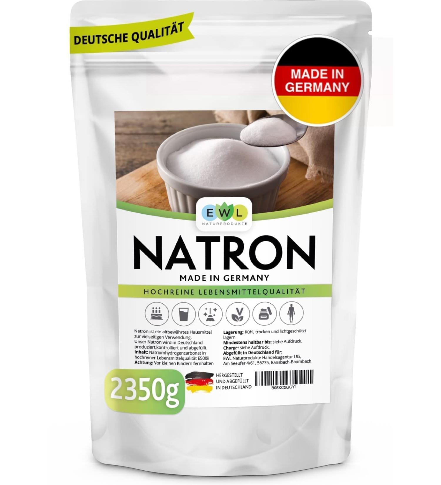 EWL Natural Natron Powder Baking Soda 2350g - High-Purity German Food Quality | Extra XXL Advantage Pack - Buy Online on GoSupps.com