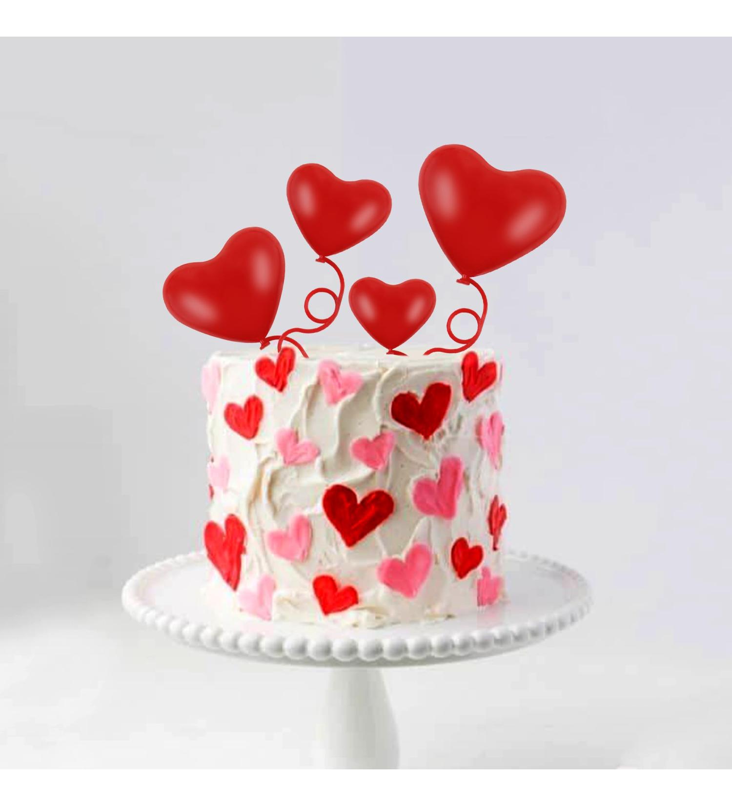 Blumomon Pack of 4 Heart Cake Toppers Red Valentine's Day Cake Topper Picks Mixed Size Happy Valentine's Day Cake Decorations Valentine's Day Wedding Party Bridal Shower Decorations Accessories Valentine's Day 5 - Buy Online on GoSupps.com