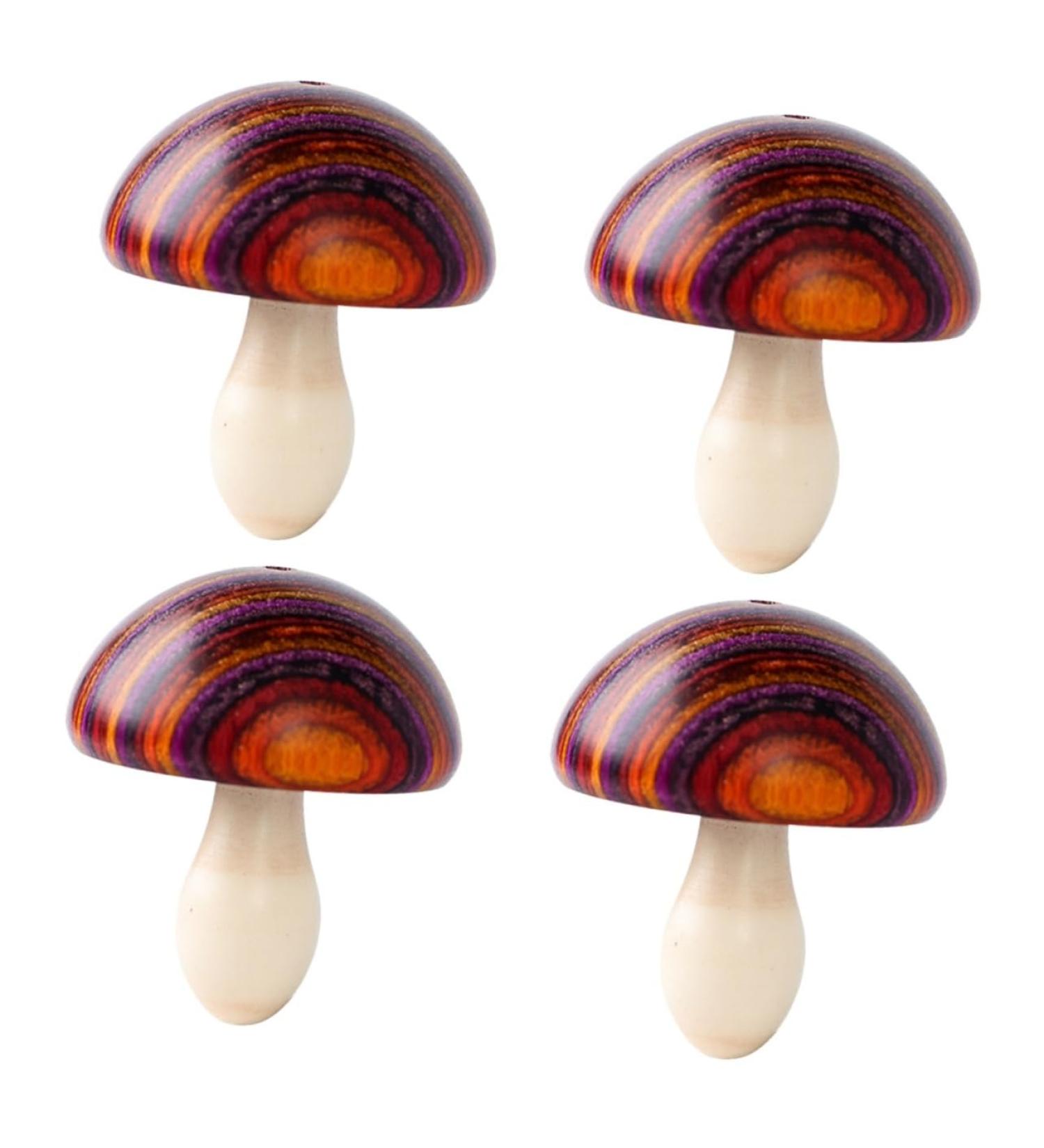 TEHAUX 4pcs Colorful Mushroom Wood Carving Keychains Outdoor Accessories Keychain Pendant Crafts Automatic - Buy Online on GoSupps.com