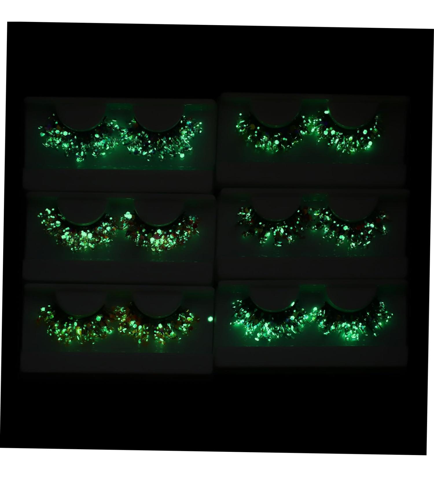 minkissy 6 Pairs Sequin False Eyelashes Sequin Lashes Luminous Glitter Lashes 3d Fake Lashes Glow in The Dark Makeup Lashes with Butterflies European and American Miss Tool Artificial Fiber - Buy Online on GoSupps.com