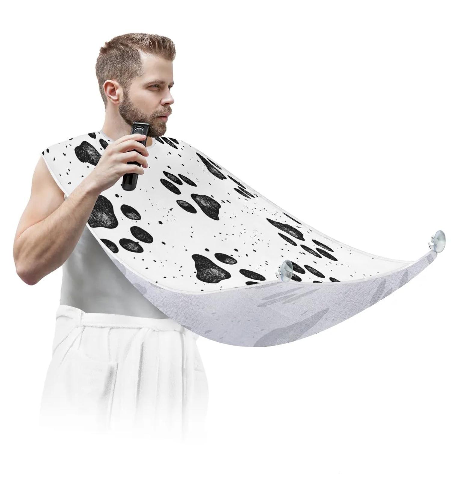 Buy Beard Bib Apron | Waterproof Hair Catcher for Men | Grooming Cape with Dog Paw Print | International Shipping - Buy Online on GoSupps.com