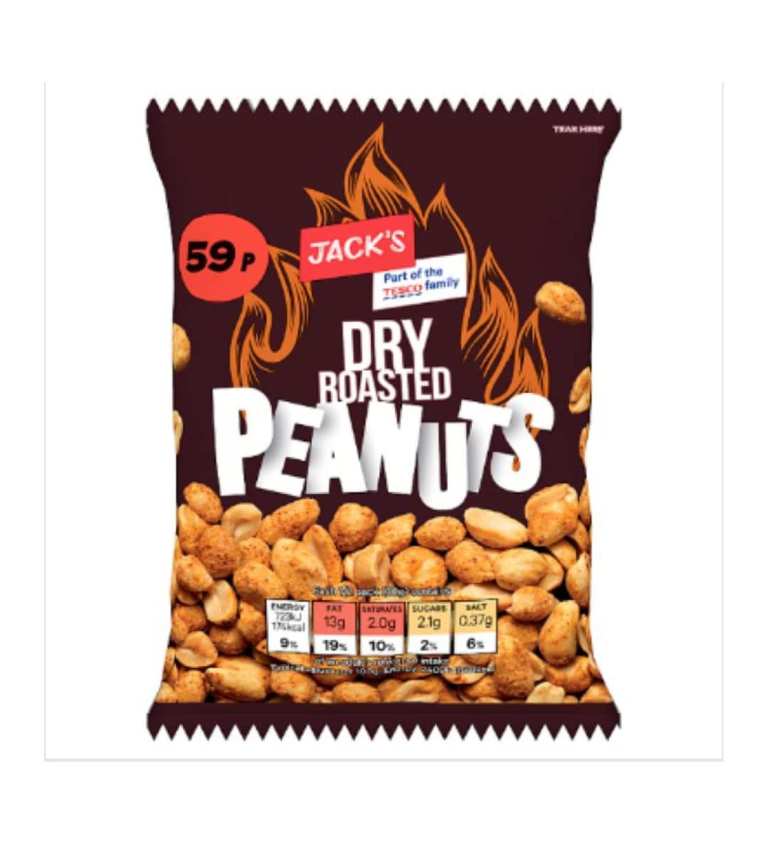 Jack's Dry Roasted Peanuts 60g x Case of 24