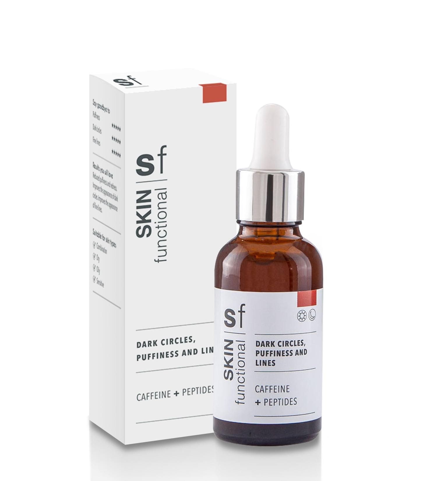 Skin Functional Dark Circles Puffiness and Lines Eye Serum Caffeine + Peptides Anti-Aging Hydration Firmness & Elasticity 30 ml - Buy Online on GoSupps.com