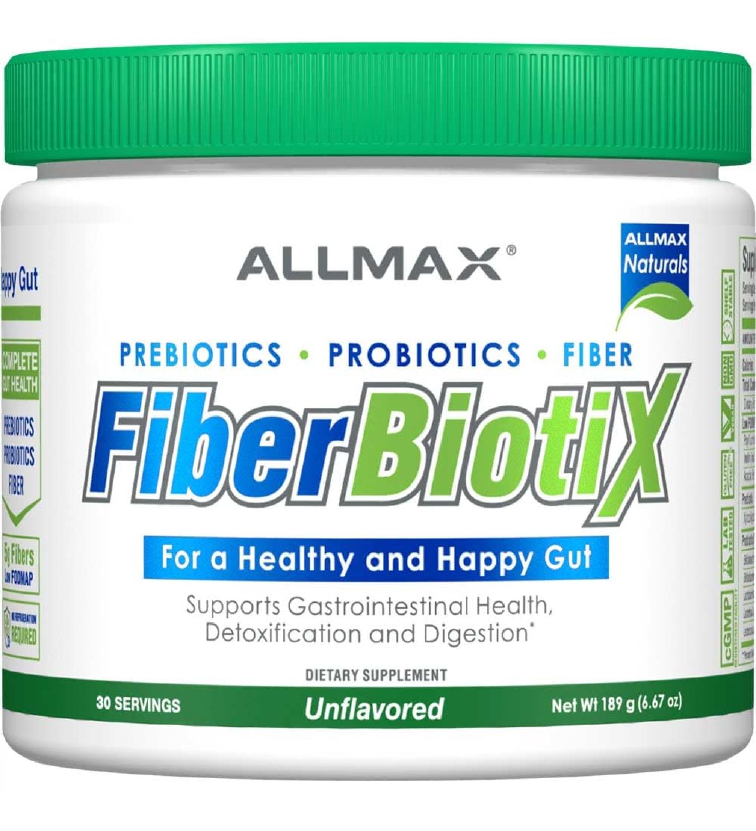 ALLMAX Naturals - FiberBiotix - Supports Gastrointestinal Health Detoxification and Digestion for a Healthy and Happy Gut (189g Unflavored) Unflavored 6.67 Ounce (Pack of 1) - Buy Online on GoSupps.com