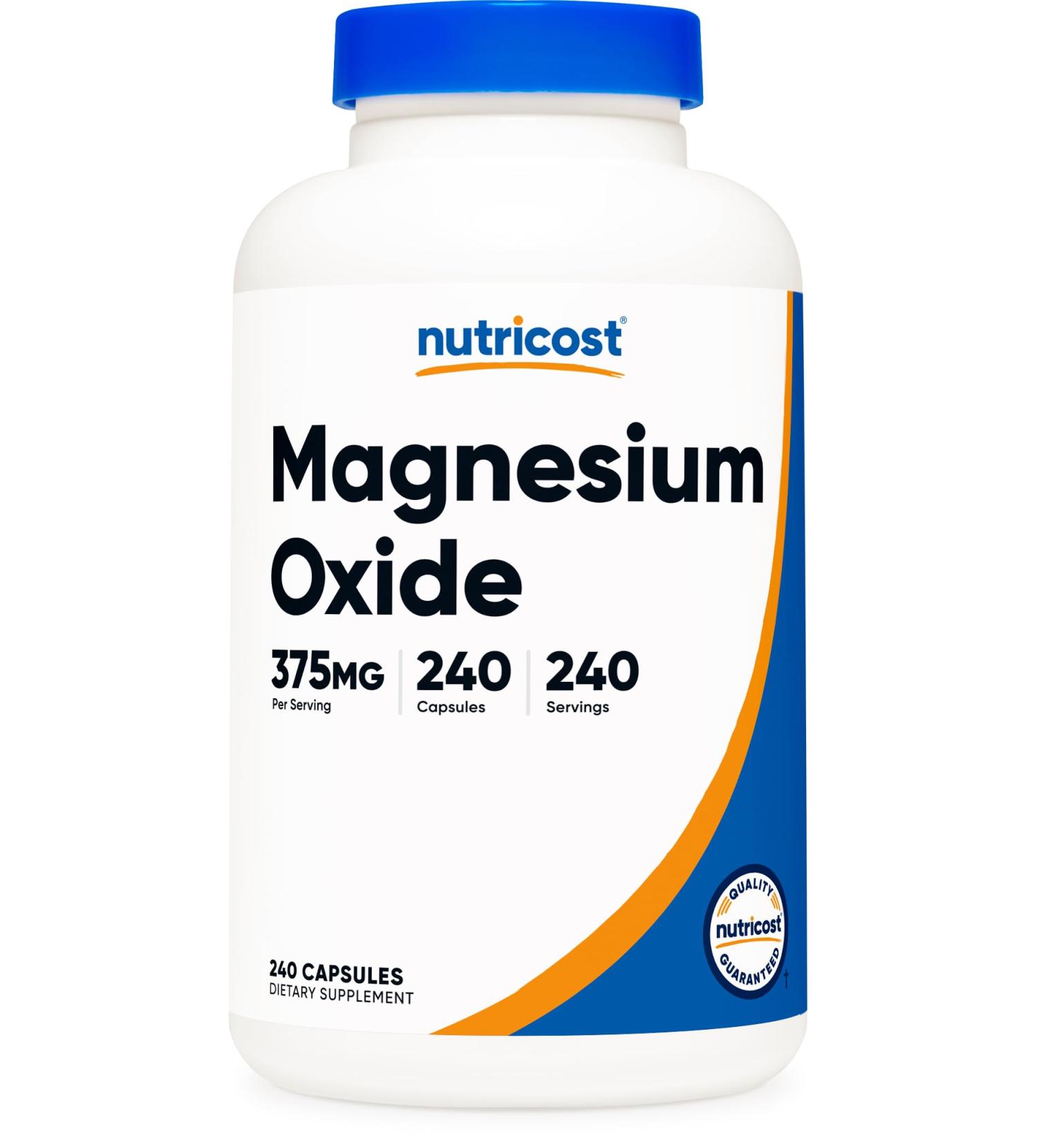 Nutricost Magnesium Oxide 375mg 240 Capsules - 210mg of Magnesium Non-GMO Gluten Free - Buy Online on GoSupps.com