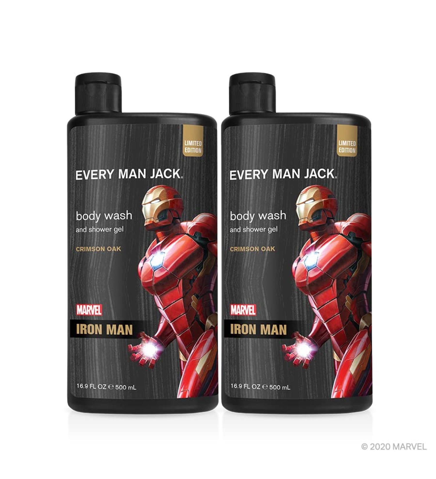 Every Man Jack Marvel Iron Man Body Wash Twin Pack - 16.9oz x 2 | Paraben-Free, Phthalate-Free, Dye-Free, Cruelty-Free - Buy Online on GoSupps.com