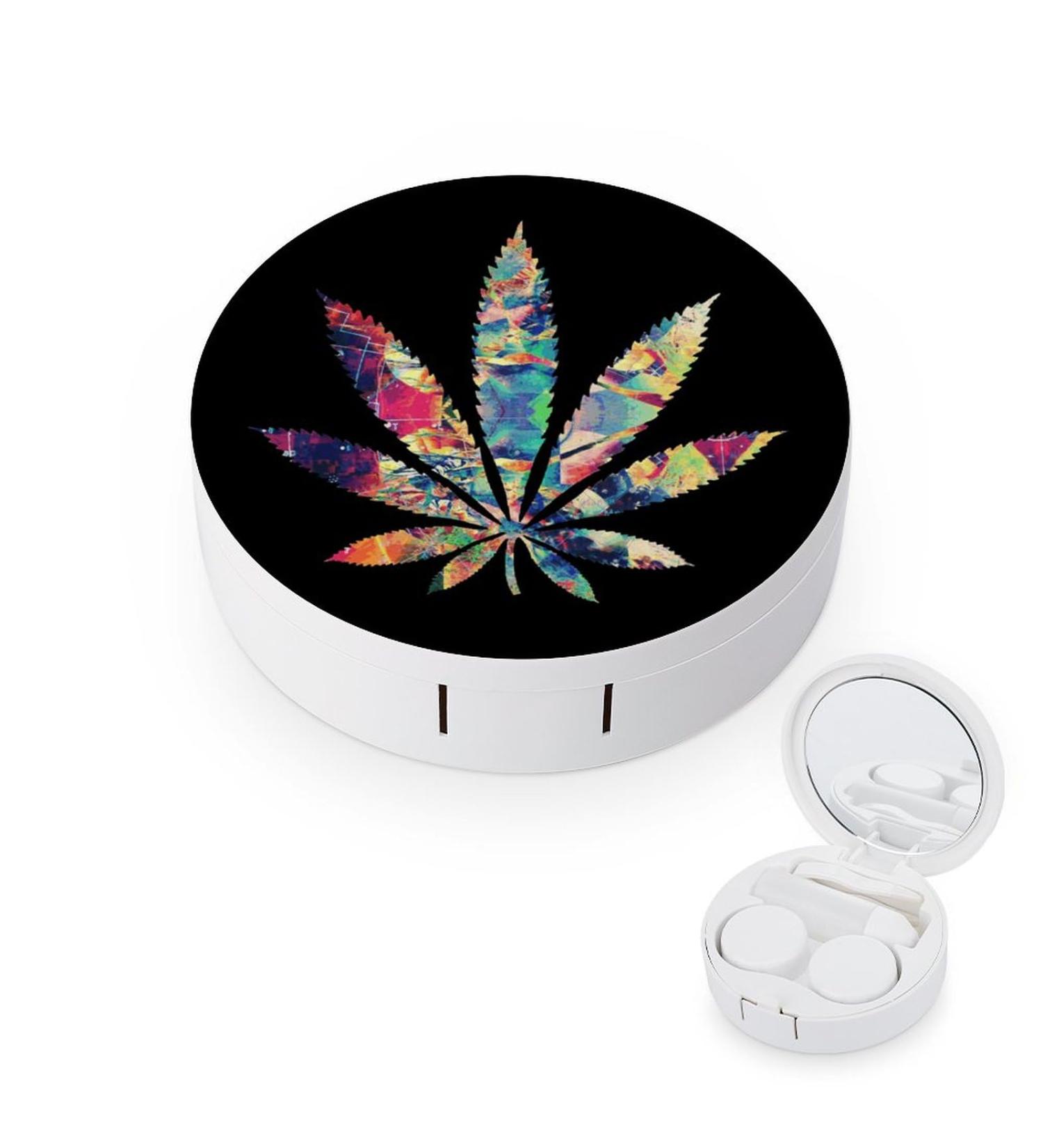 Psychedelic Weed Art Contact Lens Travel Kit | Portable Cute Box with Mirror for Daily Outdoor Use - Buy Online on GoSupps.com