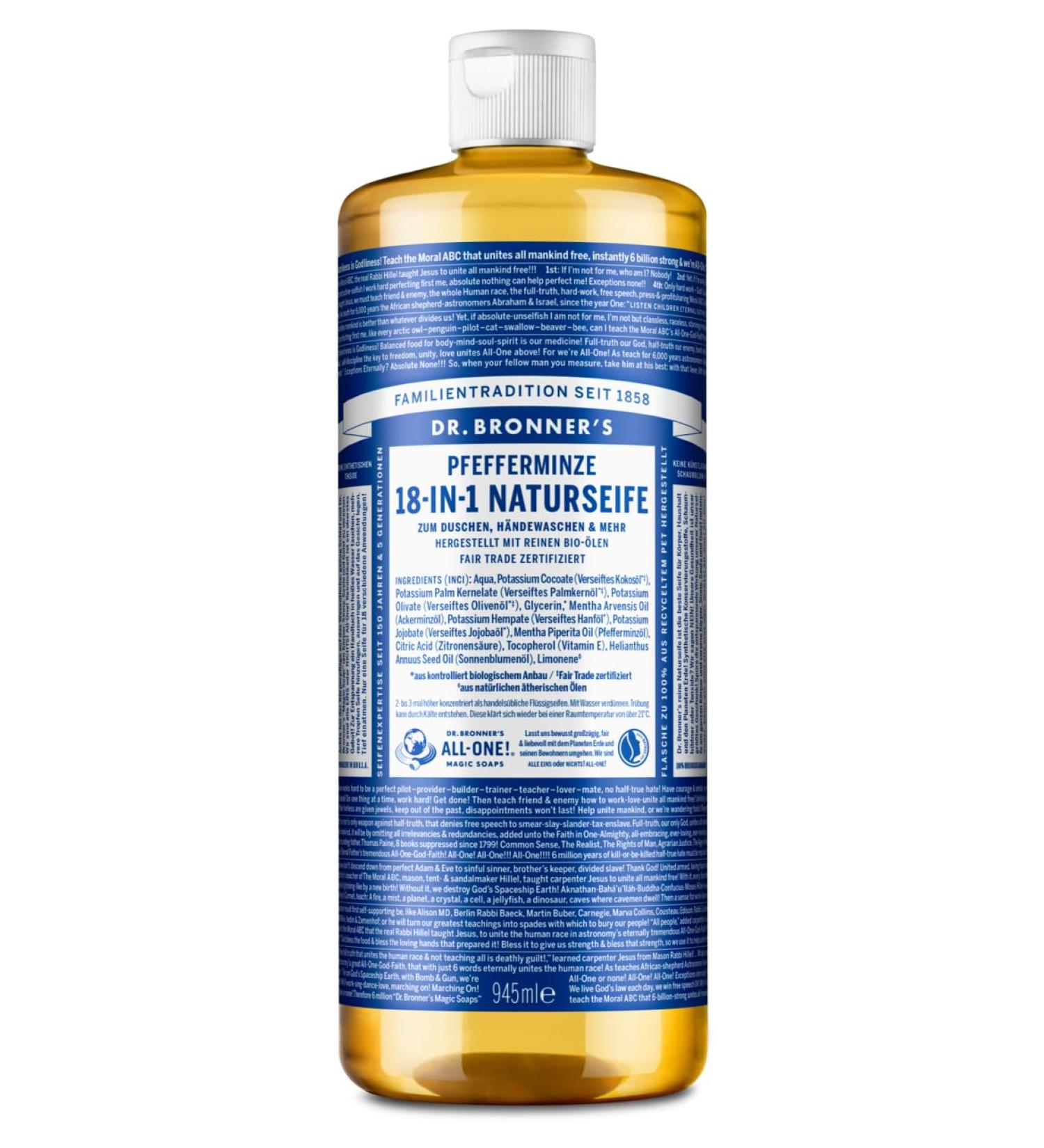 Dr. Bronner's - Liquid Soap - Natural Soap - Peppermint - 945 ml Peppermint 945 ml (1 pack)