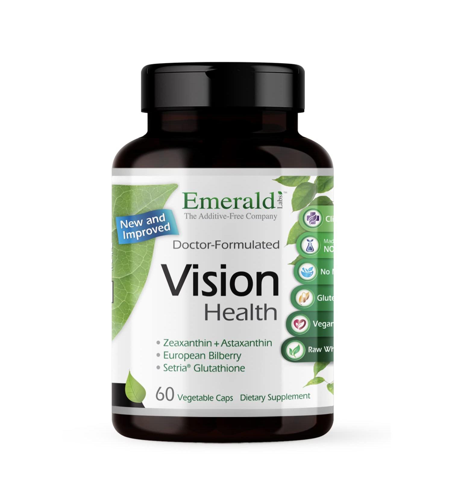 EMERALD LABS Vision Health - Premium Eye Health Supplement with Lutein Zeaxanthin & Albion Chelated Zinc - Vegan & Gluten-Free - 60 Vegetable Capsules (30-Day Supply) - Buy Online on GoSupps.com