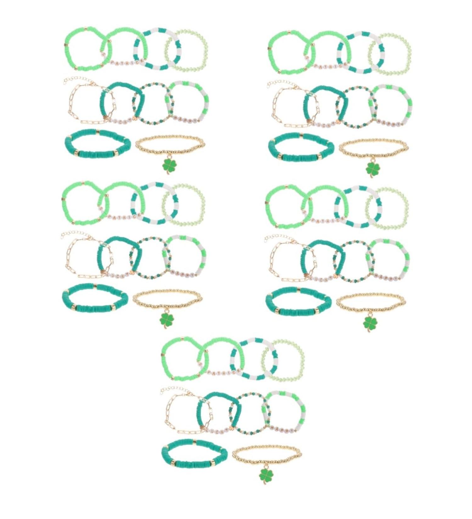 Alipis 20 Pcs Four Leaf Bracelet Gift Chic Wrist Chain Wrist Bracelet Bangle St Patrick's Day Wrist Chains St Patrick's Day Wristbands Hand Jewelry Lucky Miss Polymer Clay 8.00X8.00X2.00CMx5pcs As Shownx5pcs - Buy Online on GoSupps.com