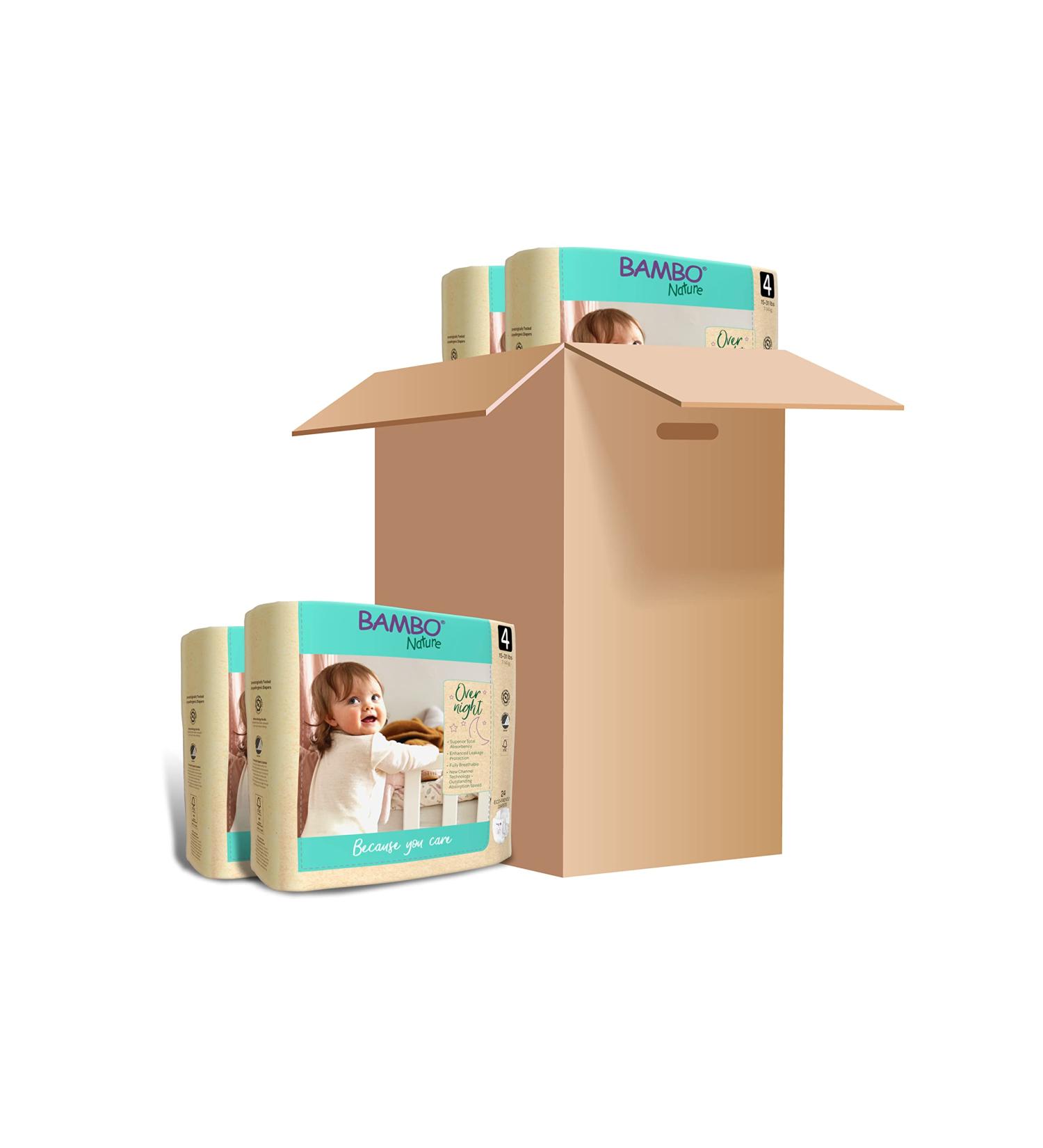 Bambo Nature Overnight Eco-Friendly Baby Diapers  Sizes 3 to 6 Available  White  96 Count Size 4 (96 Count) 96 - Buy Online on GoSupps.com