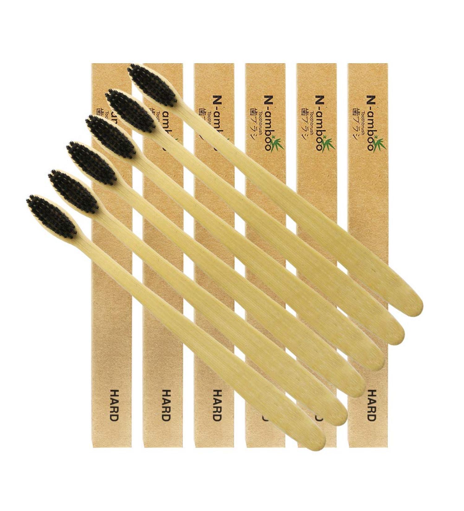Super Hard Toothbrush Bamboo Toothbrush For Adult Hard Bristles Manual Toothbrush Pack of 6 - Buy Online on GoSupps.com