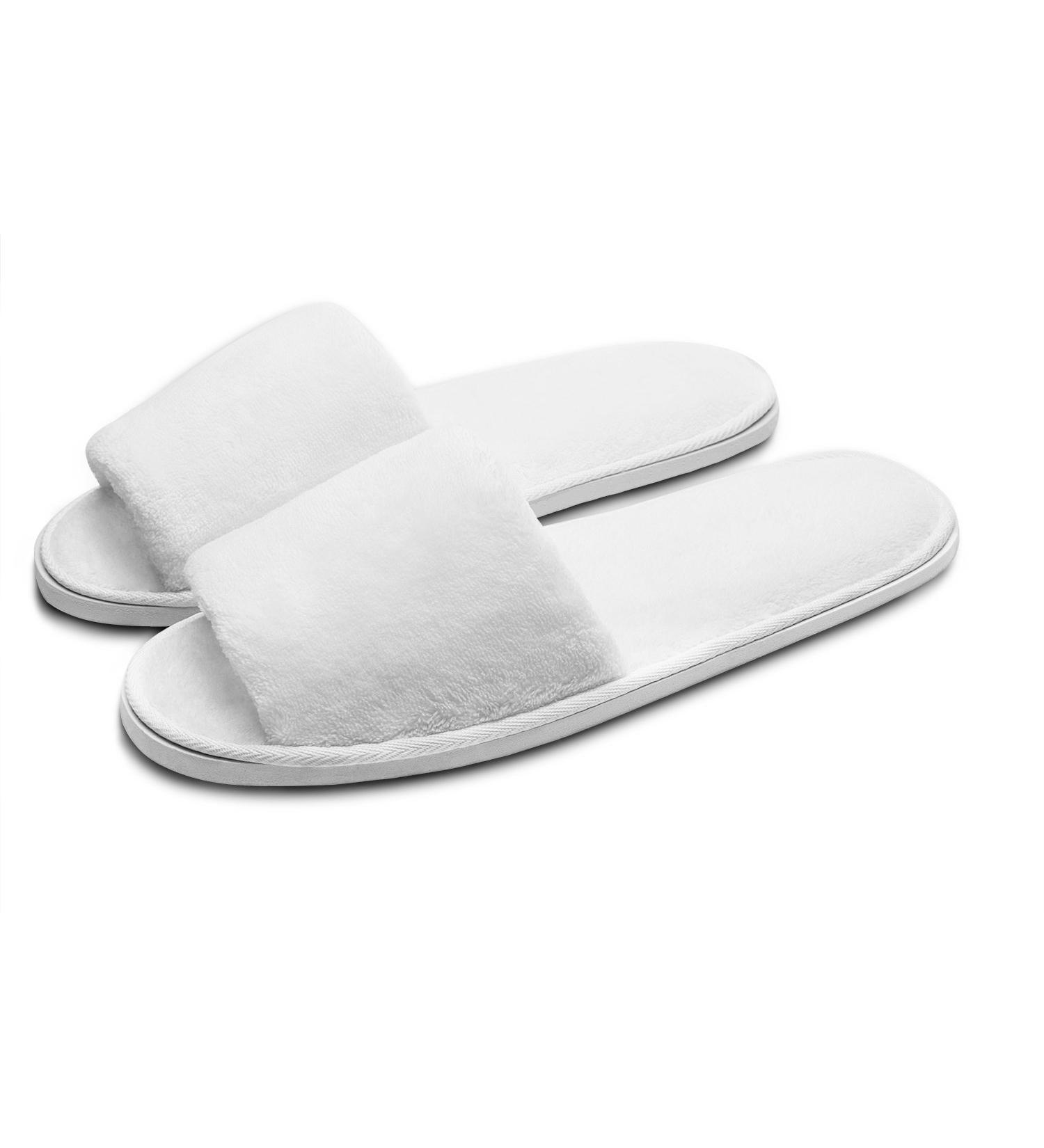 Deluxe Open Toe White Spa Slippers - 5 Pairs for Guests, Hotels, and Travel - Buy Online on GoSupps.com