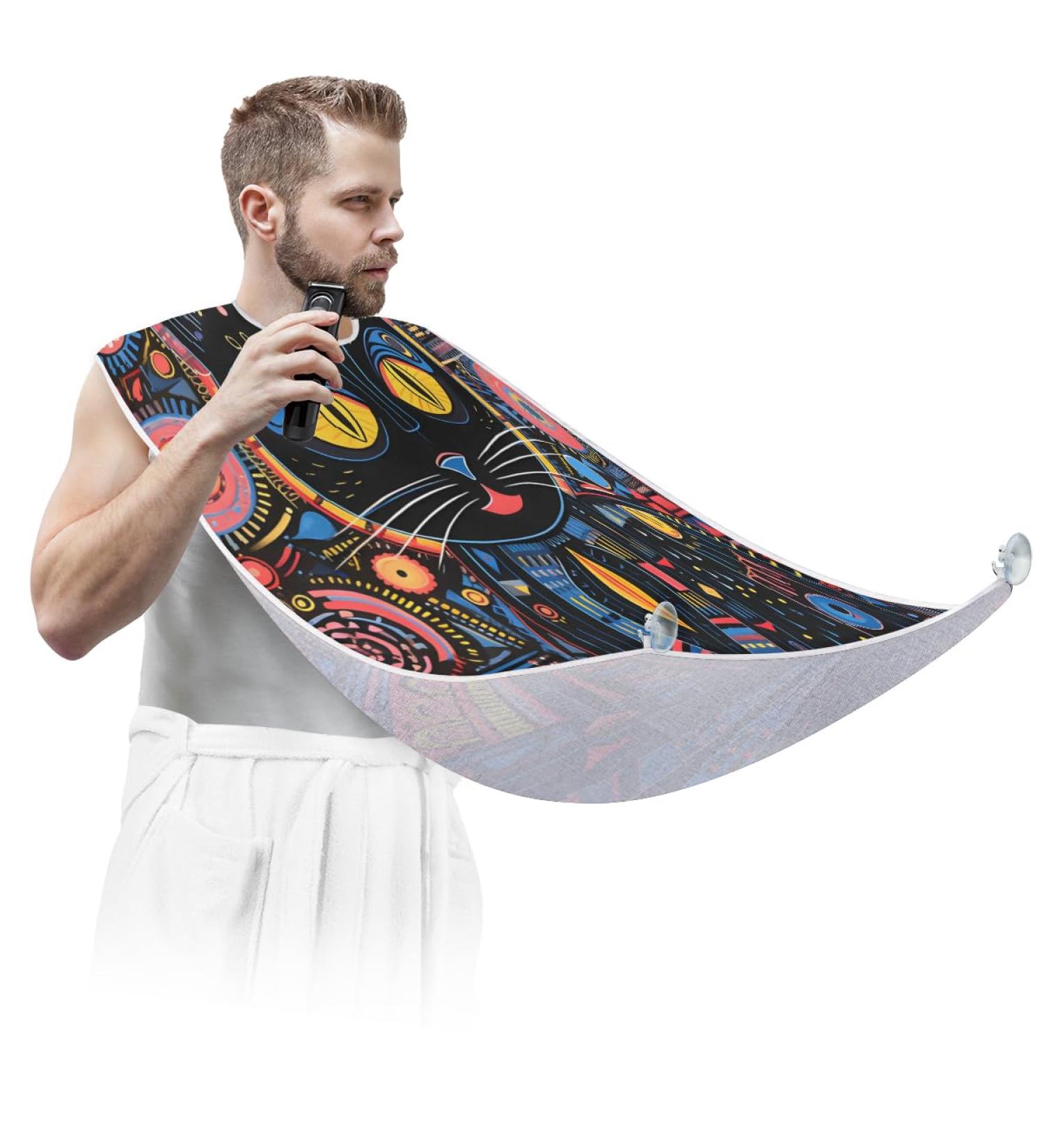 Black Cat Beard Bib Apron - Ultimate Beard Hair Catcher for Men | Perfect Gifts for Dad Husband - Father's Day Anniversary Christmas - Buy Online on GoSupps.com