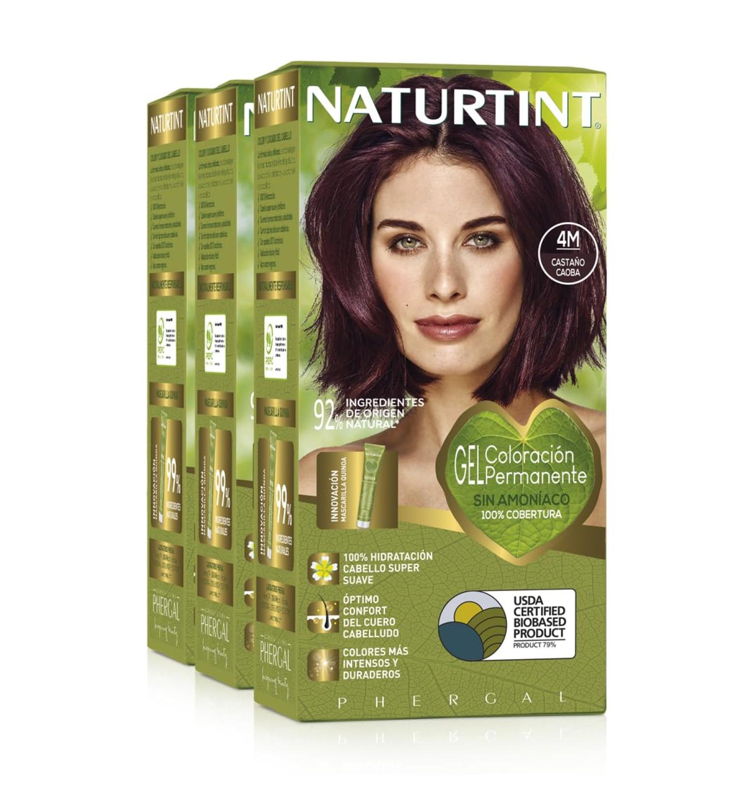 Natureint Biobased |Hair color oohne ammoniak |4m chestnut mahogany brown |High proportion of natural ingredients3 pack |510 ml 4m.Chestnuts Mahogany brown 170 ml (3 pack)