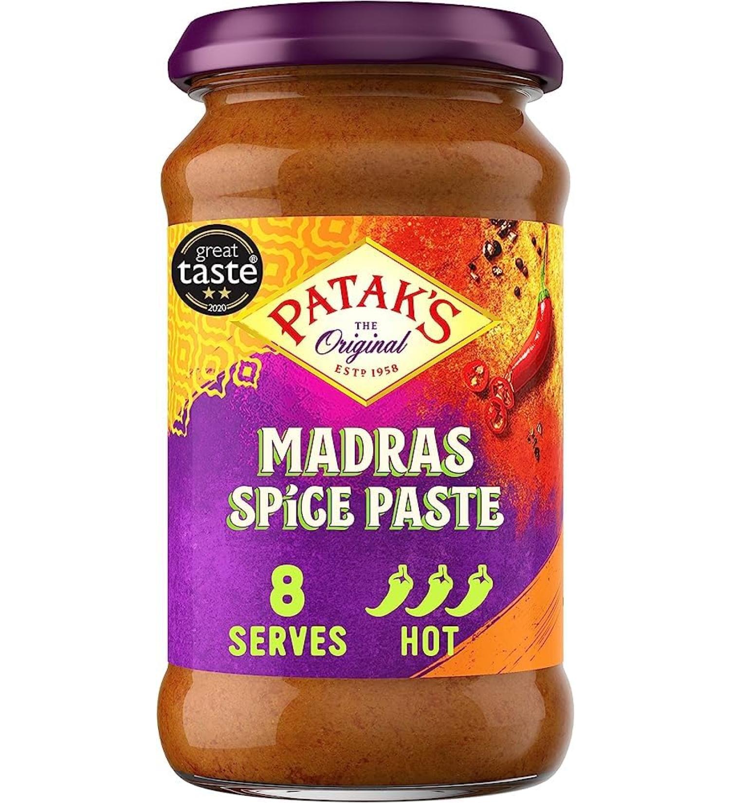 Patak's Madras Spice Paste | Authentic Indian Recipe | Aromatic Spices | Madras Dish | 283g | (Pack of 2) - Buy Online on GoSupps.com