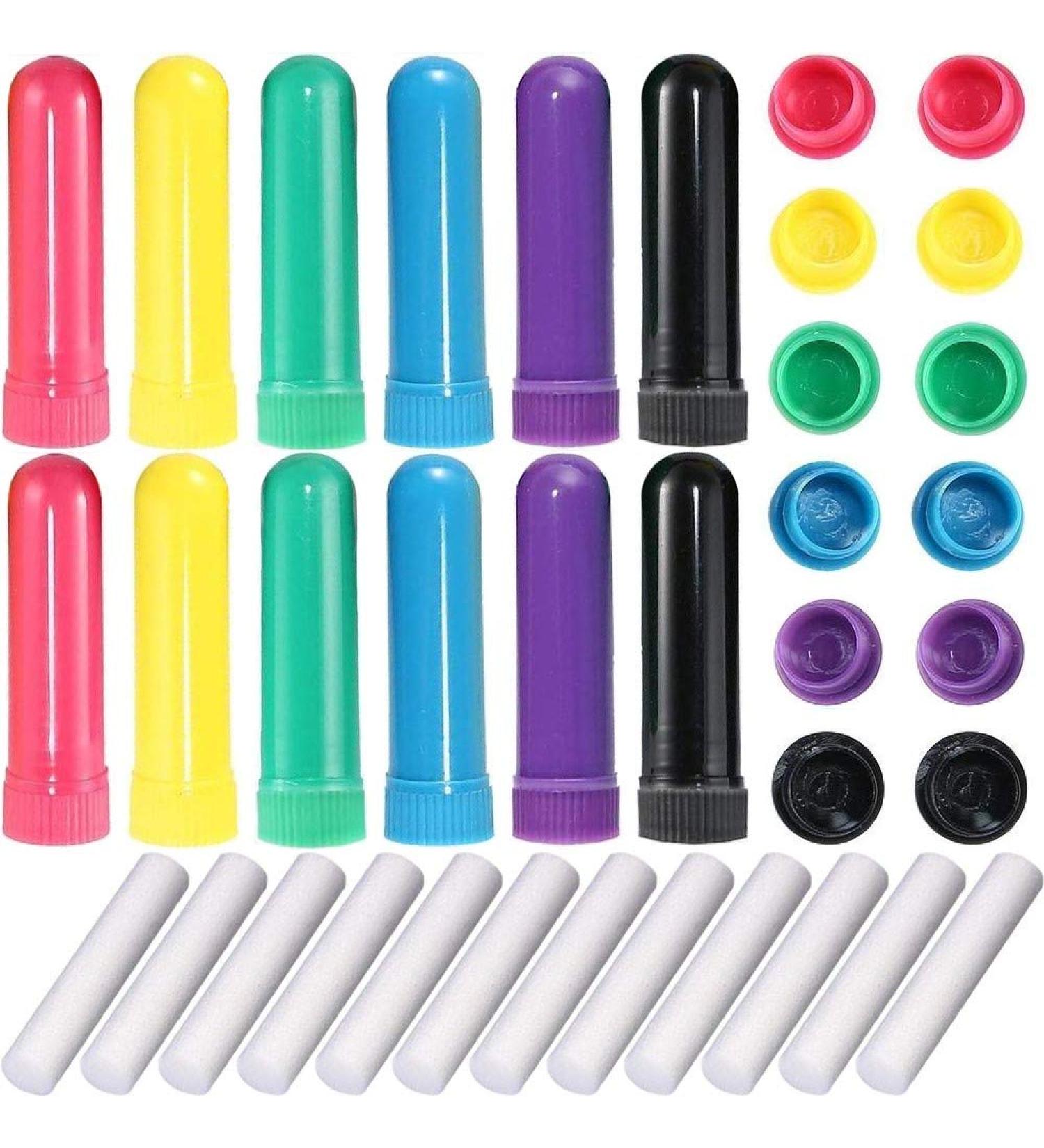 Onwon 12 Set Refillable Essential Oil Nasal Inhaler Blanks - Unscented Wicks - Assorted Colors - Buy Online on GoSupps.com