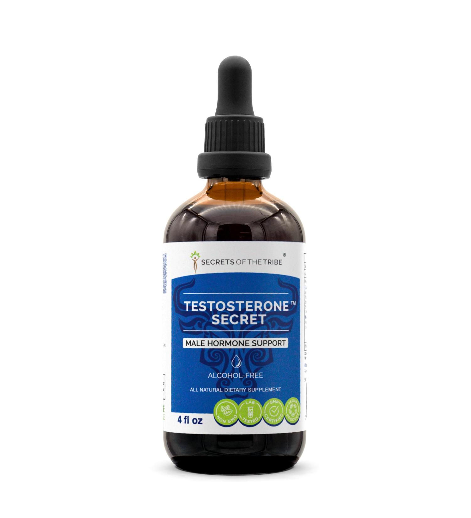 Secrets of the Tribe Testosterone Support Drops | Herbal Liquid Extract for Male Hormone Balance | Alcohol-Free | 4 fl oz - Buy Online on GoSupps.com
