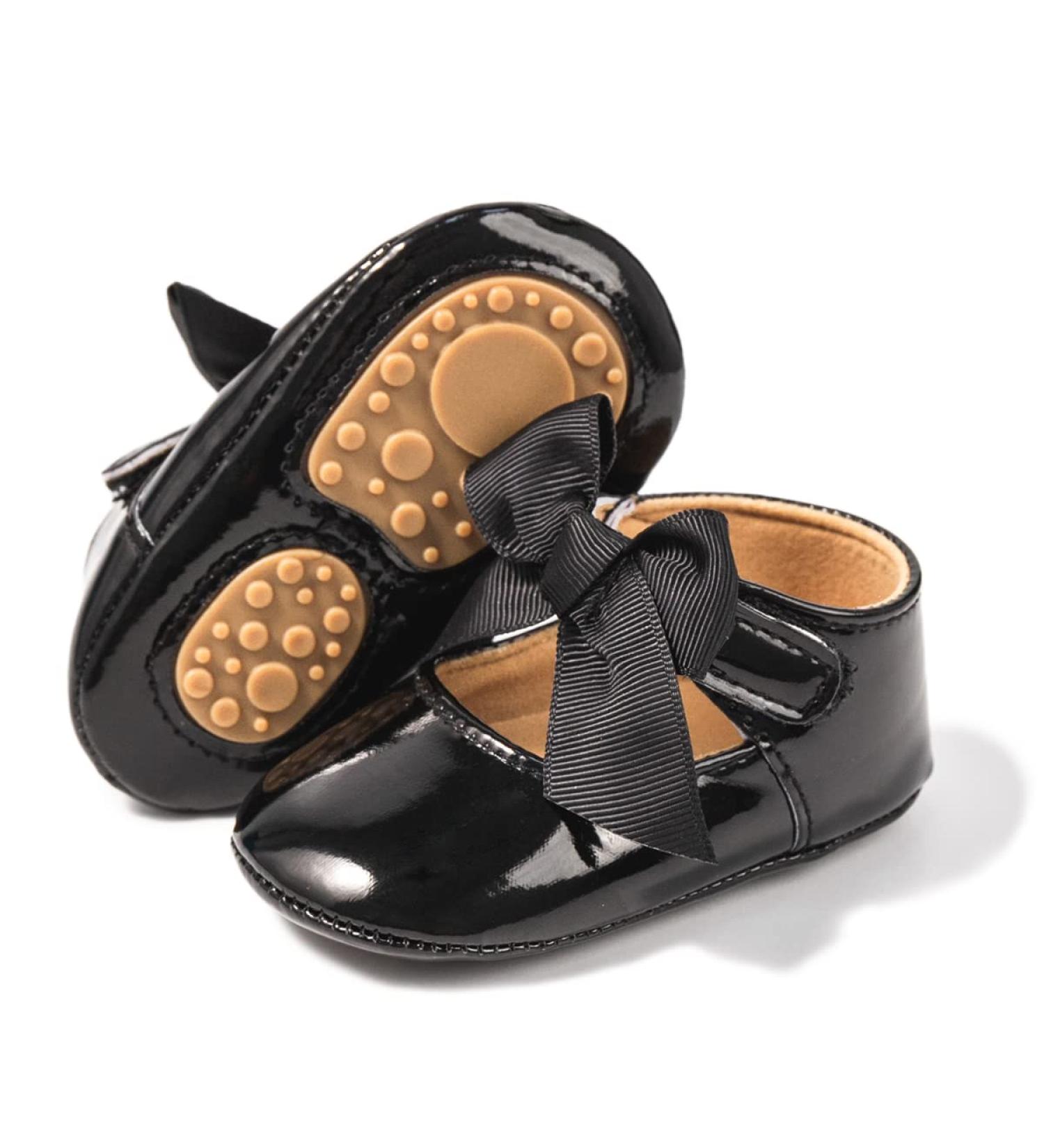 CENCIRILY Baby Girl Mary Jane Shoes Anti-Slip First Walking Bowknot Soft Sole Princess Wedding Dress Flats - Black | 6-12 Months - Buy Online on GoSupps.com