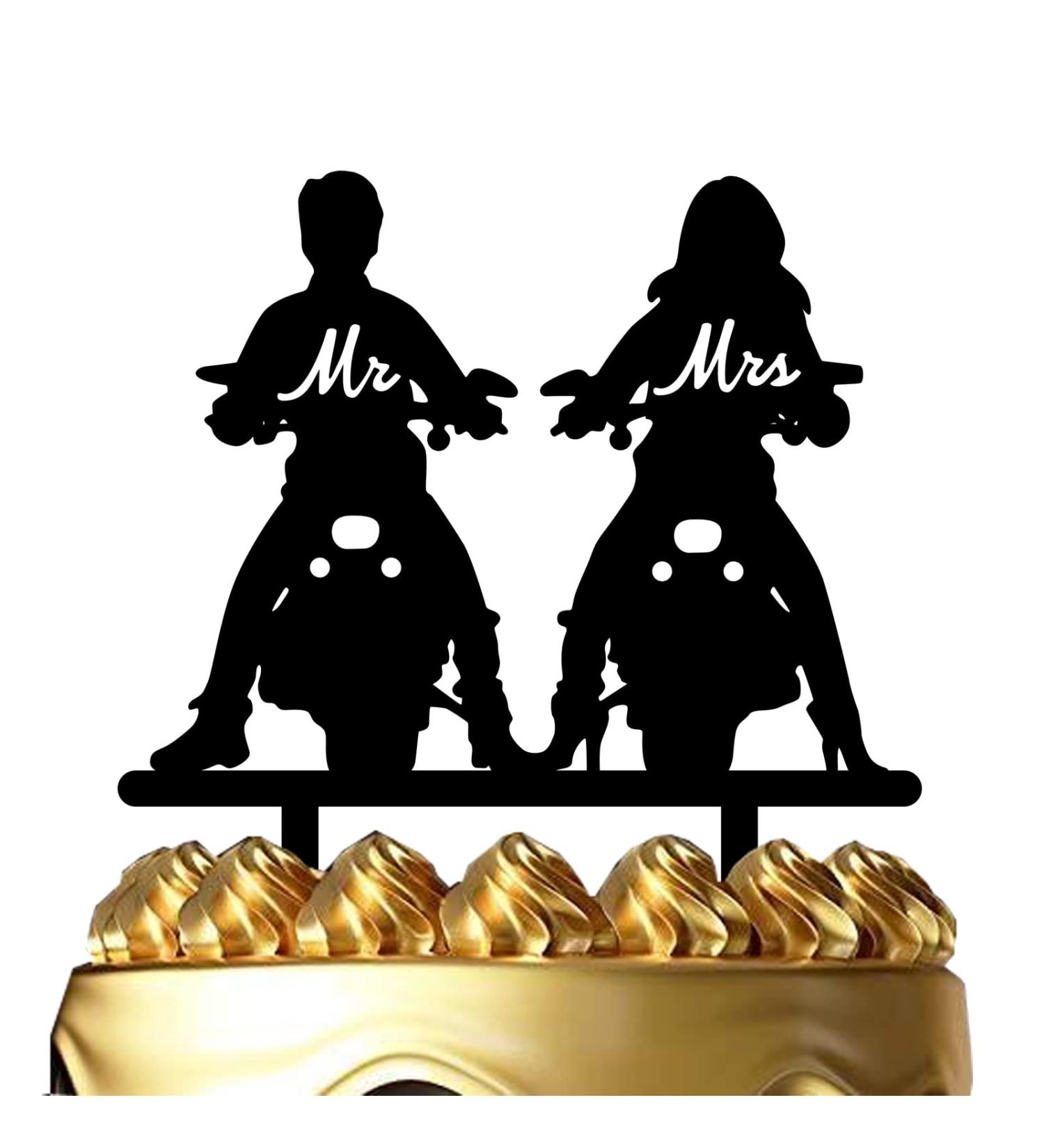 Motorcycle Wedding Cake Topper Ride with Me Forever Cake Topper Funny Mr & Mrs Cake Topper for Wedding/Anniversary/Bridal Shower Party Decor - Buy Online on GoSupps.com