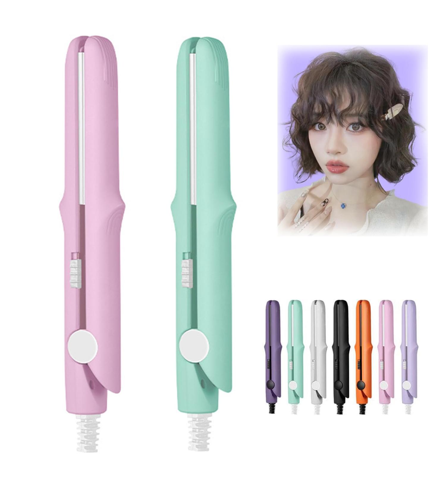 2-in-1 Mini Curling Wand & Flat Iron Hair Straightener Mini Dual Purpose Curling Iron Mini Curling Iron for Short Hair Portable Travel Curling Wand & Straightening Iron (2Pcs-C) - Buy Online on GoSupps.com