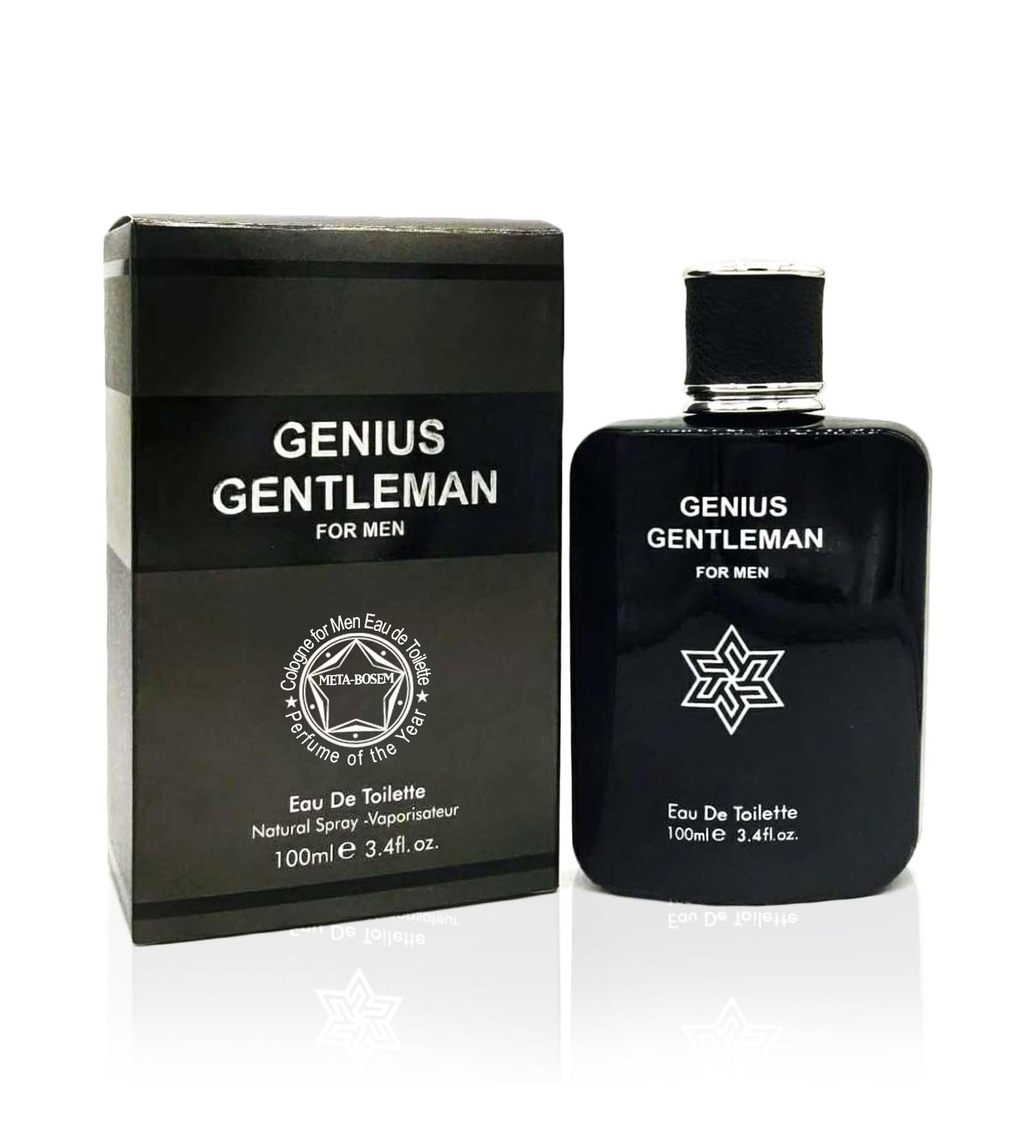 META-BOSEM Genius for Men Cologne Masculine Fragrance Eau de Toilette Natural Spray - Citrus Woody Scent Black Bottle - Holiday Gift 3.4 Fl Oz/100 Ml