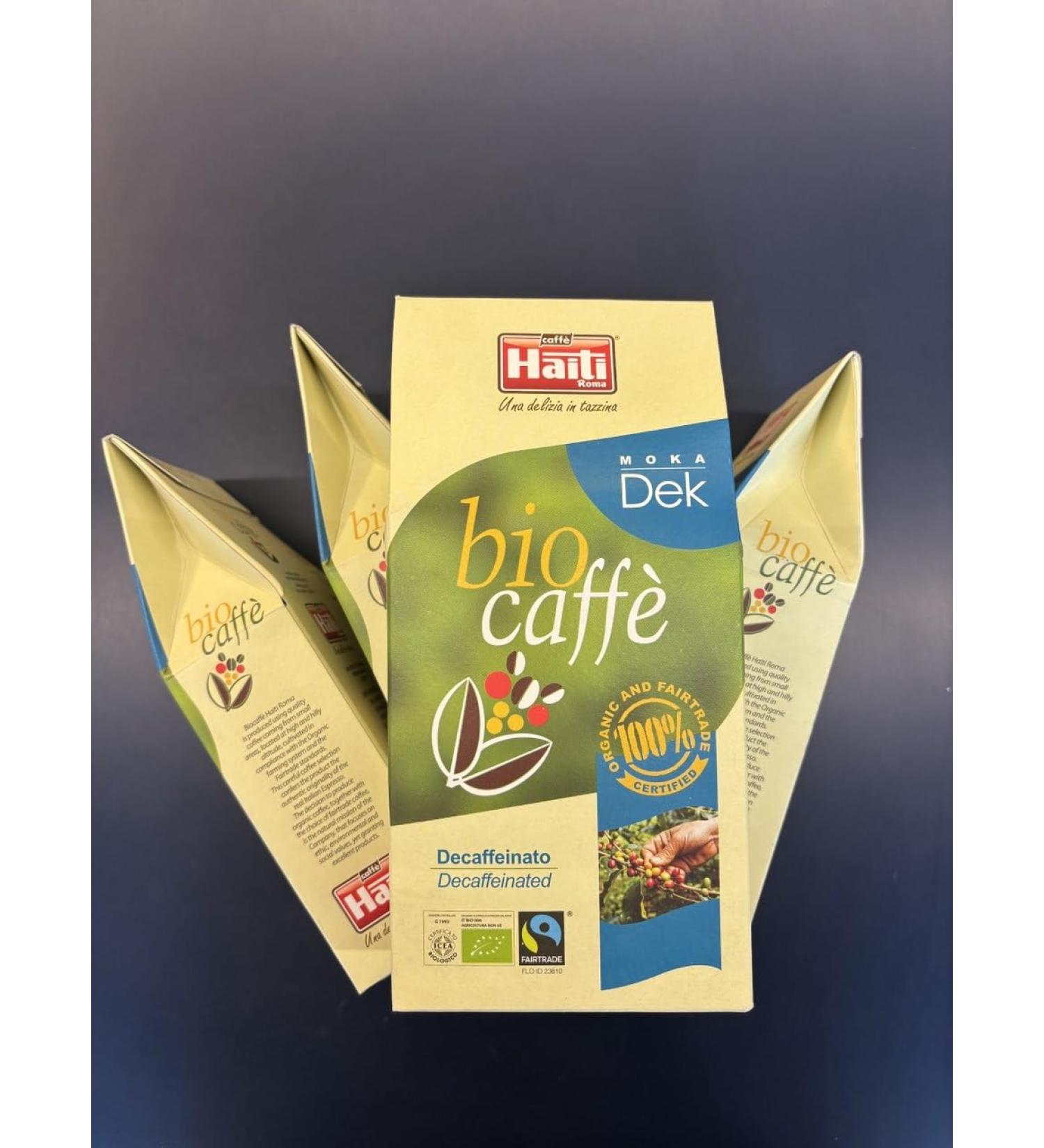 Caff Haiti Roma Biocaff Moka Dek 100% Organic 100% equosolidal decaffeinated ground coffee 4 x 250 g - Buy Online on GoSupps.com