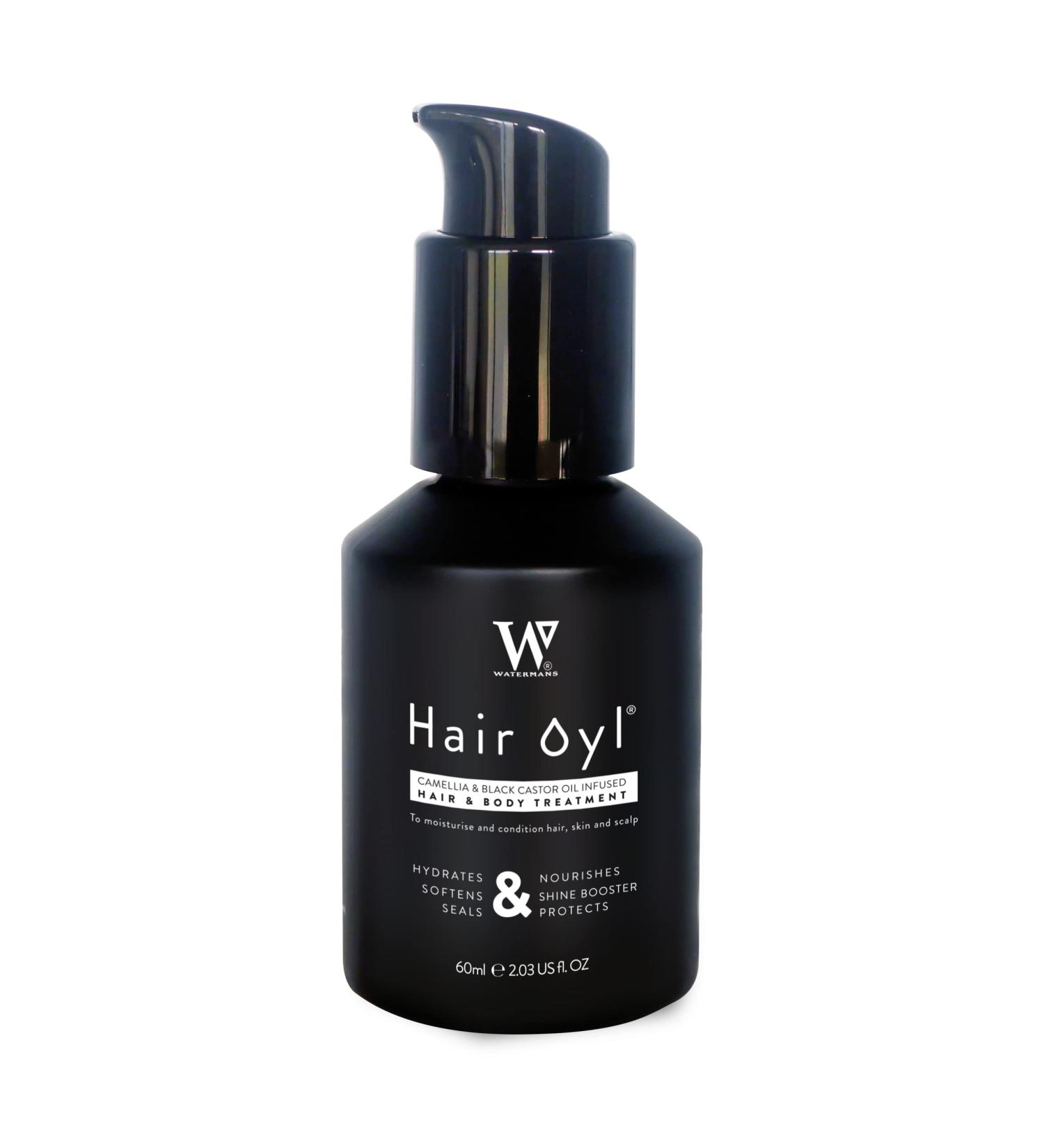 Watermans Hair Oyl 60ml - Camellia & Black Castor Infused Hair & Body Oil for Dry, Damaged, Frizzy, and Curly Hair - Buy Online on GoSupps.com
