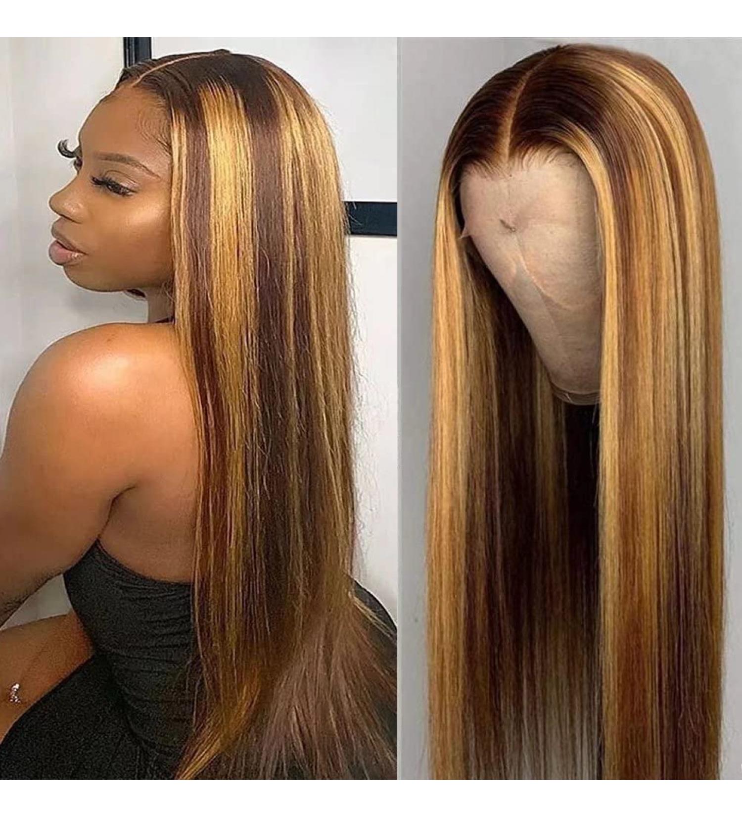Bele Ombre 4/27 22 inch Straight Human Hair Wig | 13x6 T-Part Lace Front | Brazilian Glueless Wig for Black Women - Buy Online on GoSupps.com