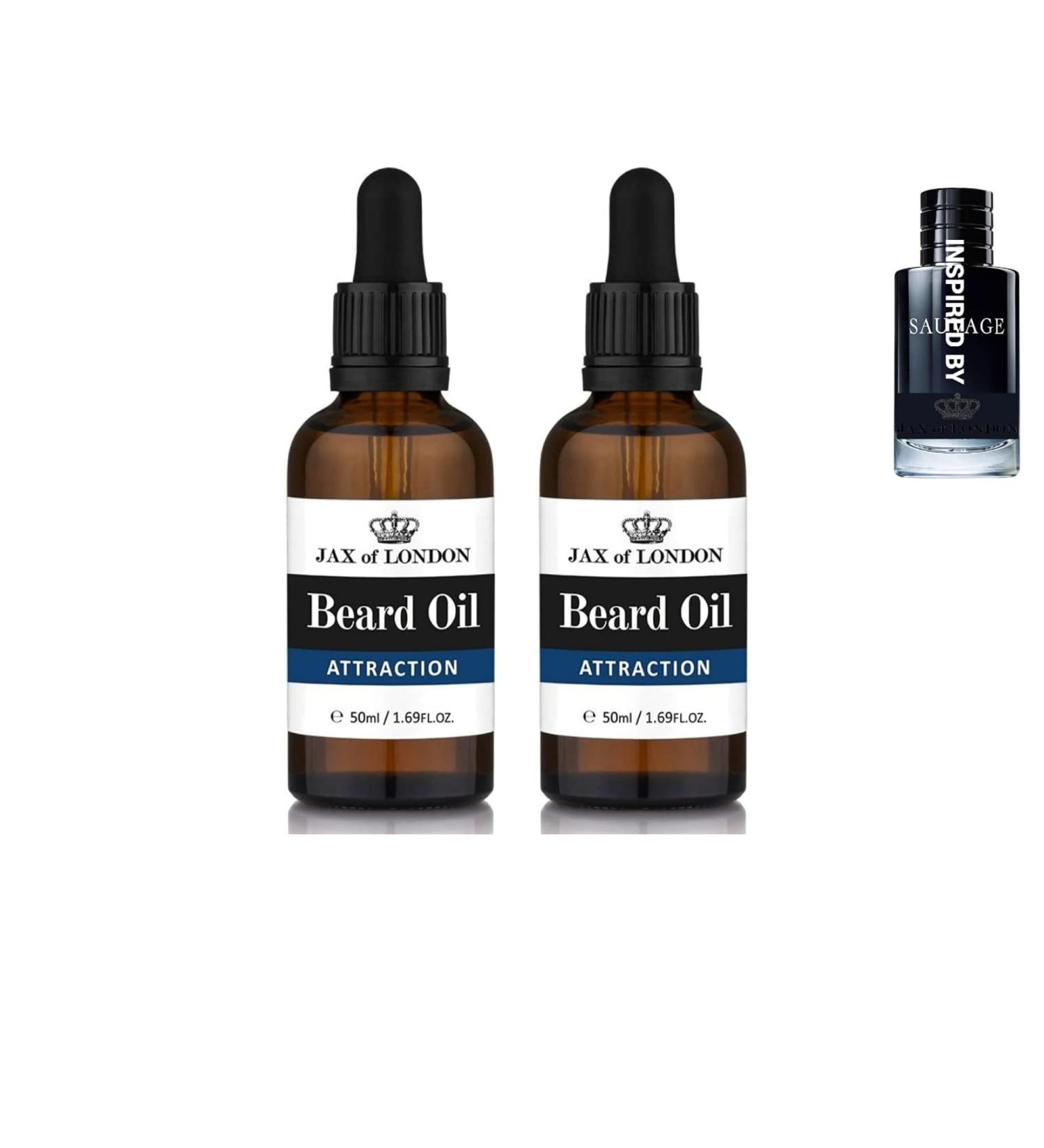 Jax of London Attraction Beard Oil for Men 50ml Beard care oil beard growth oil for Men Consists of Vitamin E Avocado oil Almond oil Jojoba oil Luxury scented beard oil Men s Cologne fragrance Attraction 50.00 ml (Pack of 2) - Buy Online on GoSupps.com