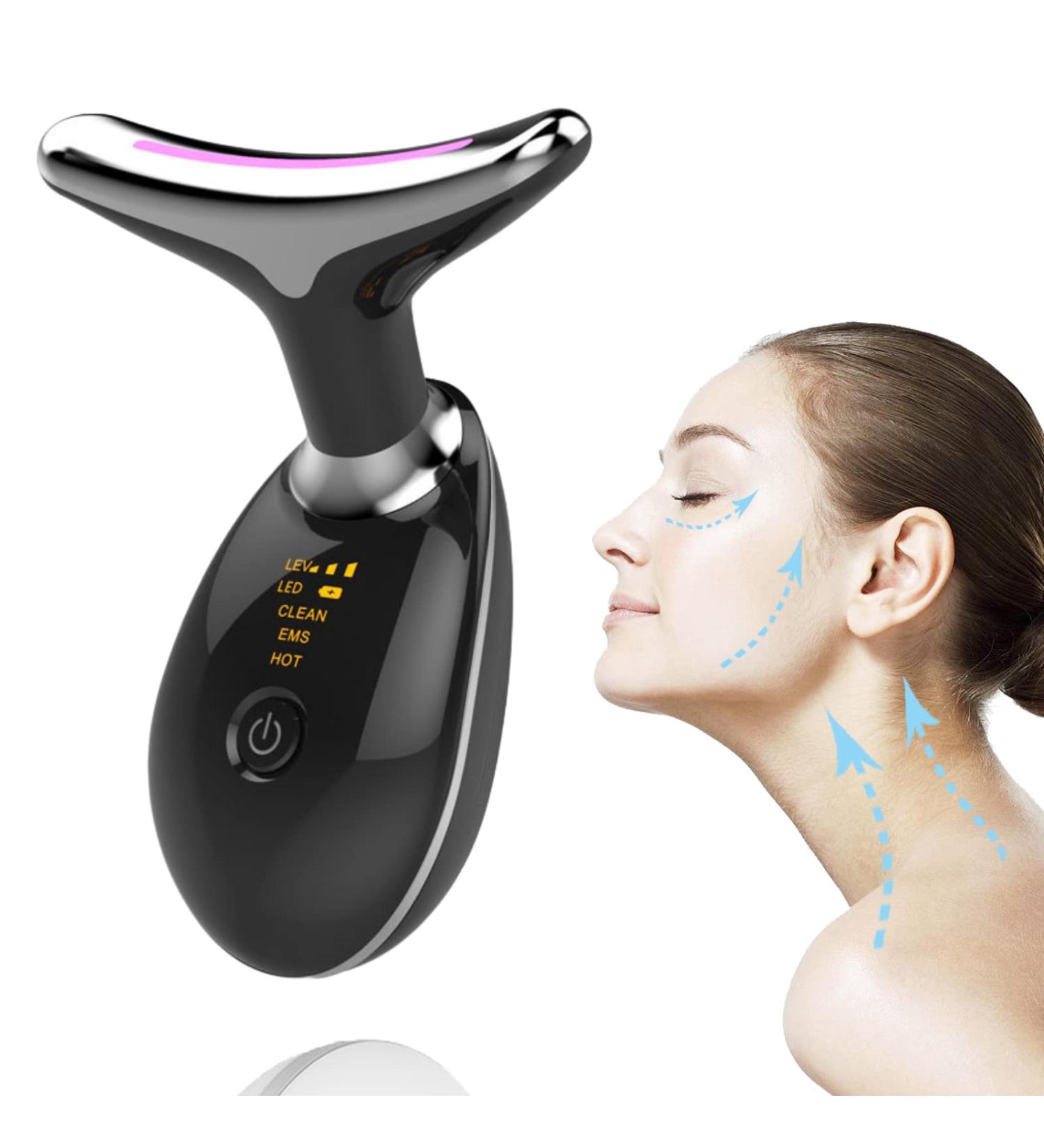 RD Beauty Neck & Face Wrinkle Removal Tool - Double Chin Reduction Massager (Black) - Buy Online on GoSupps.com
