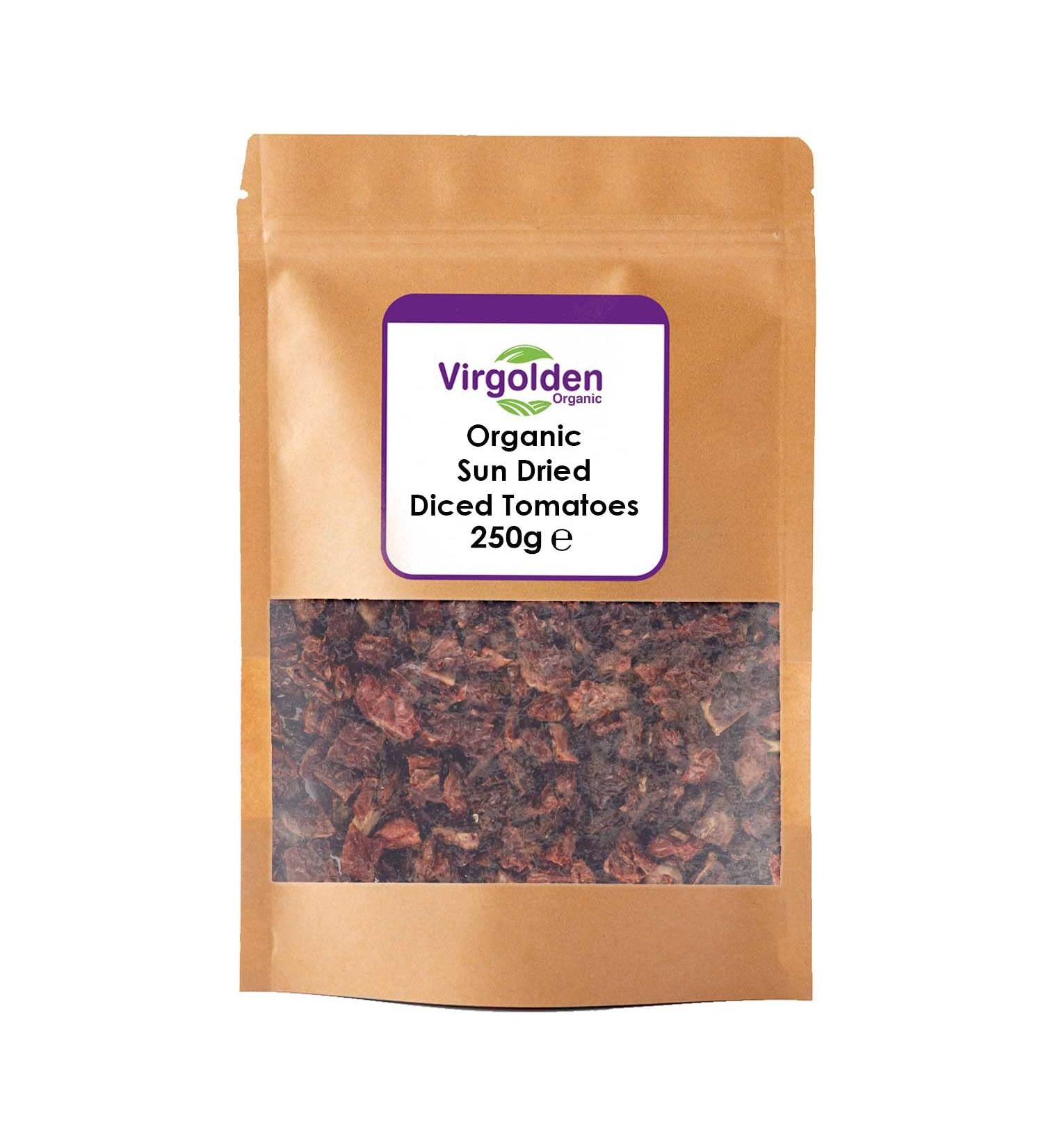Organic Sun Dried Diced (Chopped) Tomatoes 250g by Virgolden Organic - Buy Online on GoSupps.com