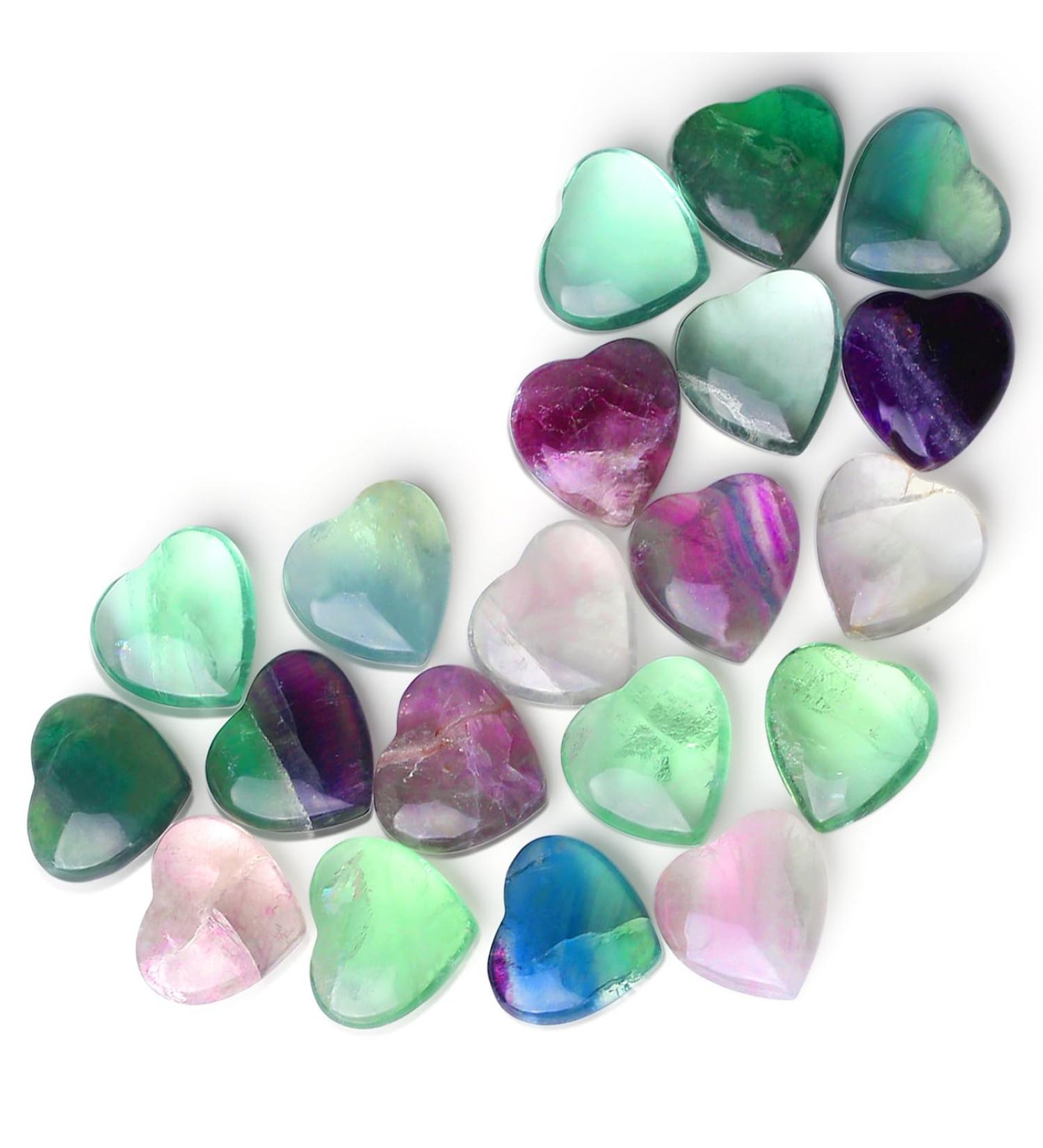 MAIBAOTA Fluorite Healing Crystals Gemstones Pocket Gifts Heart-Shaped Nature Spiritual Energy for Women Men Reiki Divination Balancing Yoga Meditation 10PCS - Buy Online on GoSupps.com