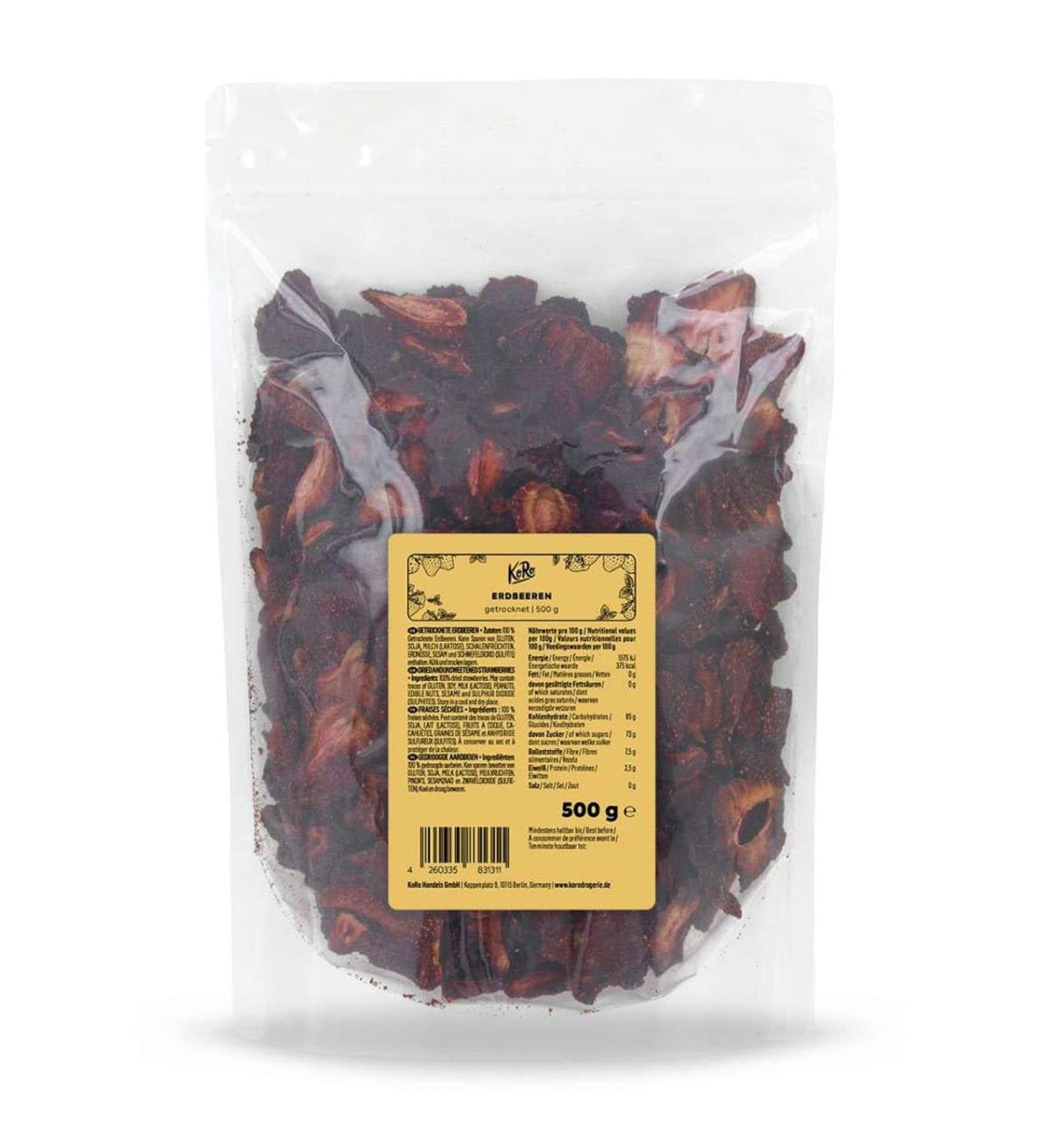 KoRo - Fraises s ch es 500 g - fruits s ch s sans sucre ajout et sans soufre - Buy Online on GoSupps.com