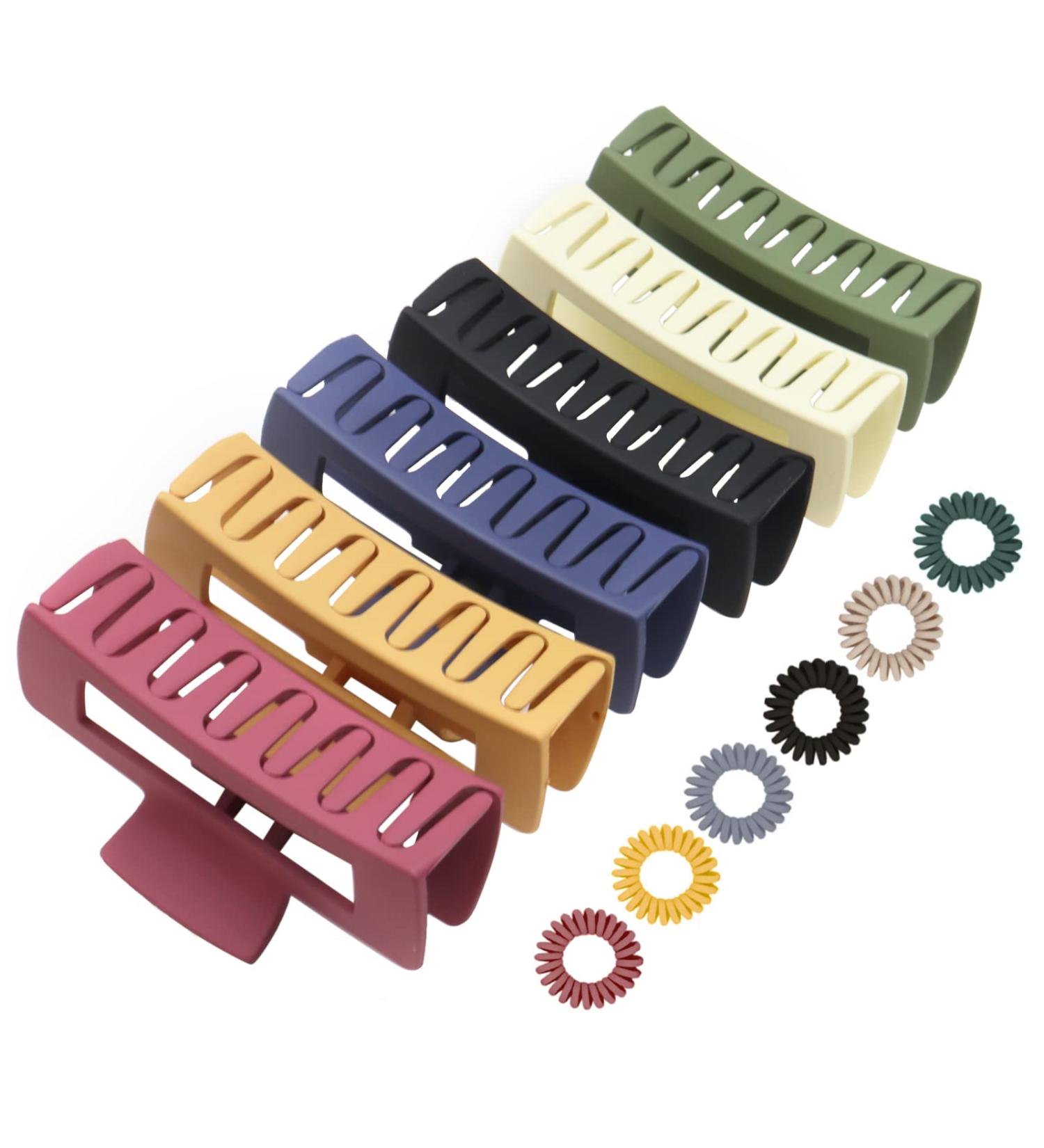 Matte Rectangle Hair Claw Clips - Strong Hold Jumbo Hair Styling Accessories for Women - Non-Slip Catch - 6 Colors (C Set-3) - Buy Online on GoSupps.com