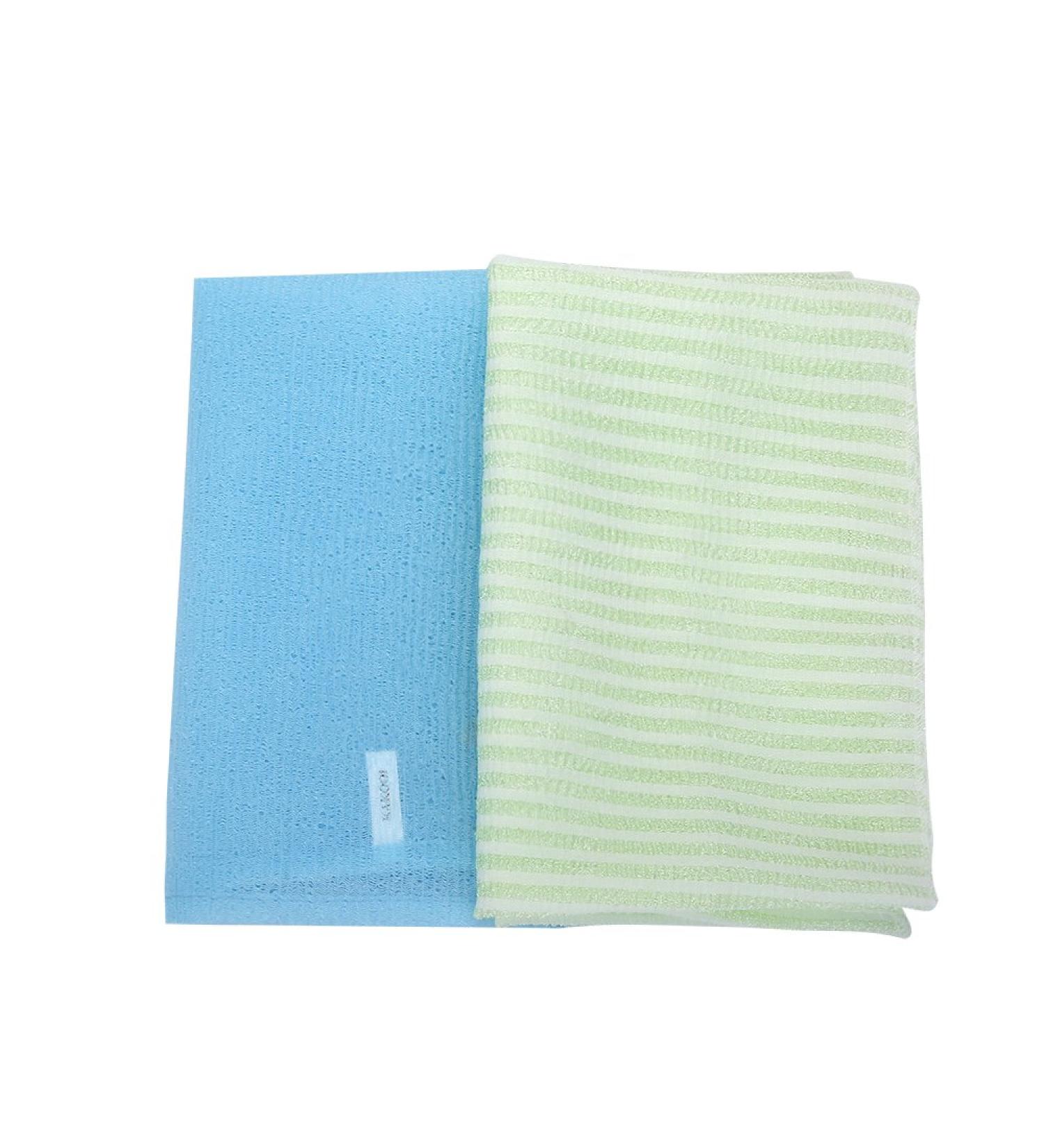 KAKOOI Long Exfoliating Nylon Bath Cloth/Towel Set - 35 inches, 2PCS, Blue & Stripes - Magic Shower Washcloth for Body | Gentle & Rough Scrubbing | Exfoliate & Cleanse Skin Efficiently - Buy Online on GoSupps.com