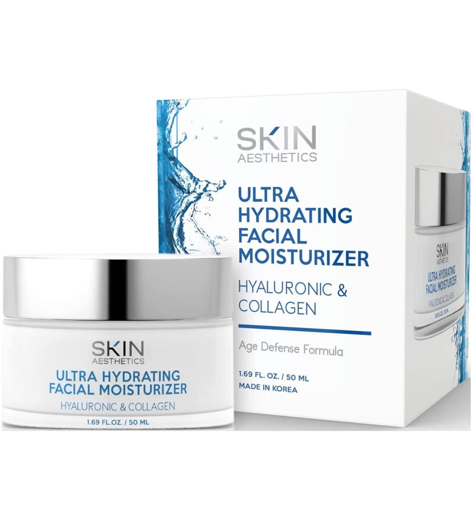 Skin Aesthetics Hyaluronic & Collagen Daily Face Moisturizer - Anti-aging Hydration - 1.69oz - Buy Online on GoSupps.com