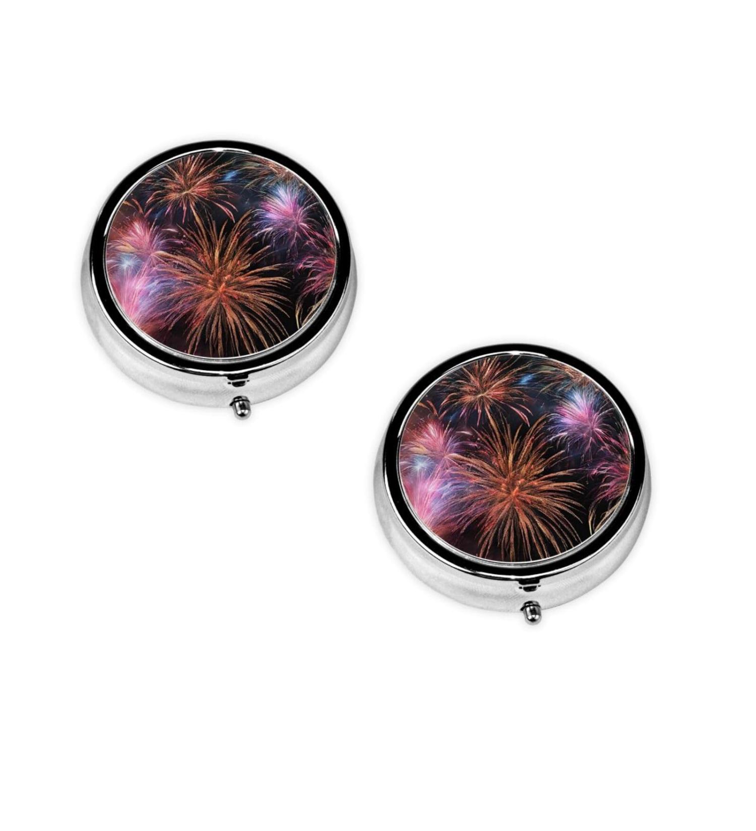 Shop 3D Explosion Firework Round Pill Box 3 Compartment Travel Medicine Organizer Mini Decorative Pocket Purse Holder in Black - Buy Online on GoSupps.com