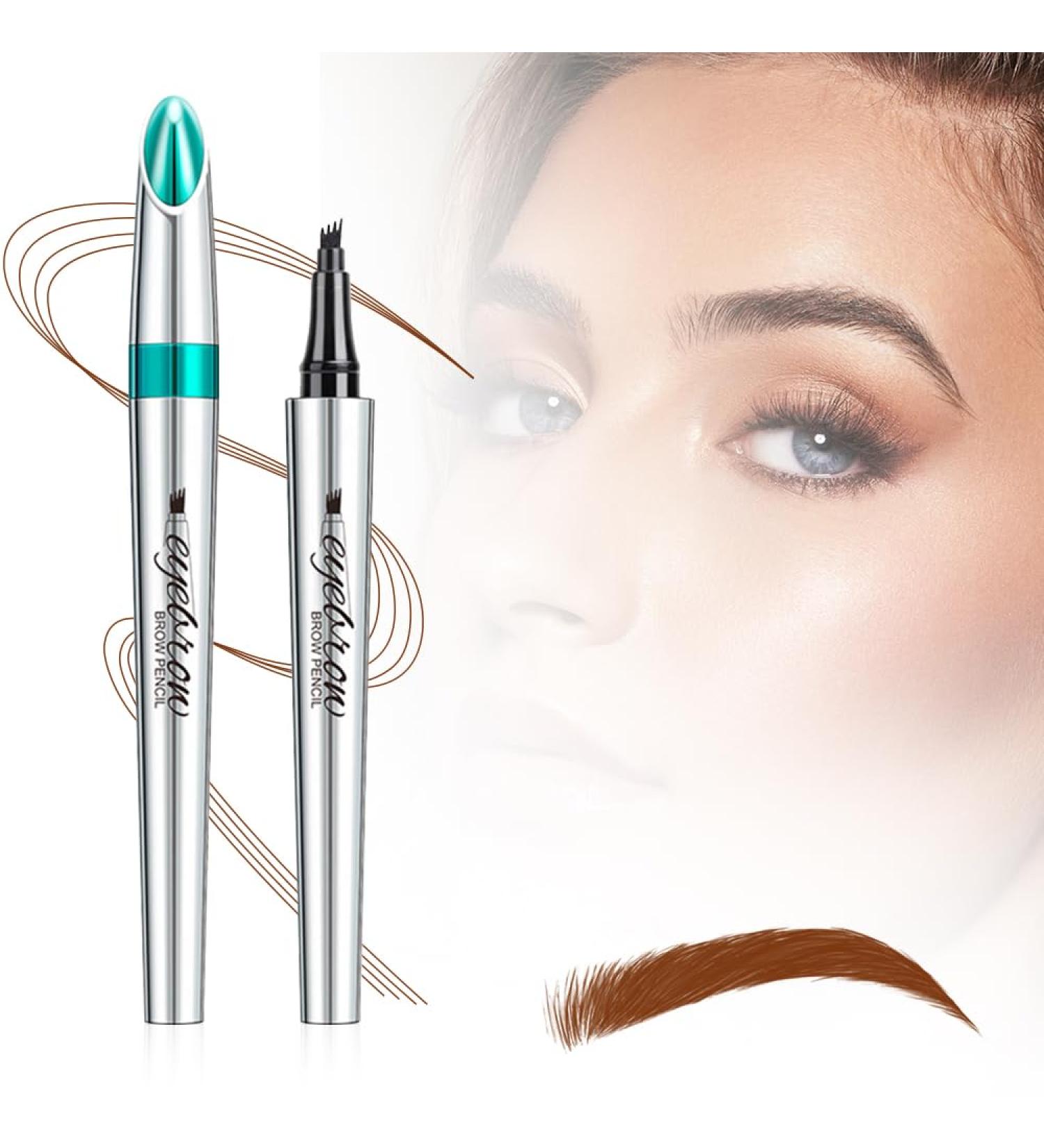 Waterproof 3D Eyebrow Pencil with 4 Fork Tips - Microblading Hair Drawing Long-Lasting Red-Brown Brow Pen for Natural Eyebrow Makeup - Buy Online on GoSupps.com
