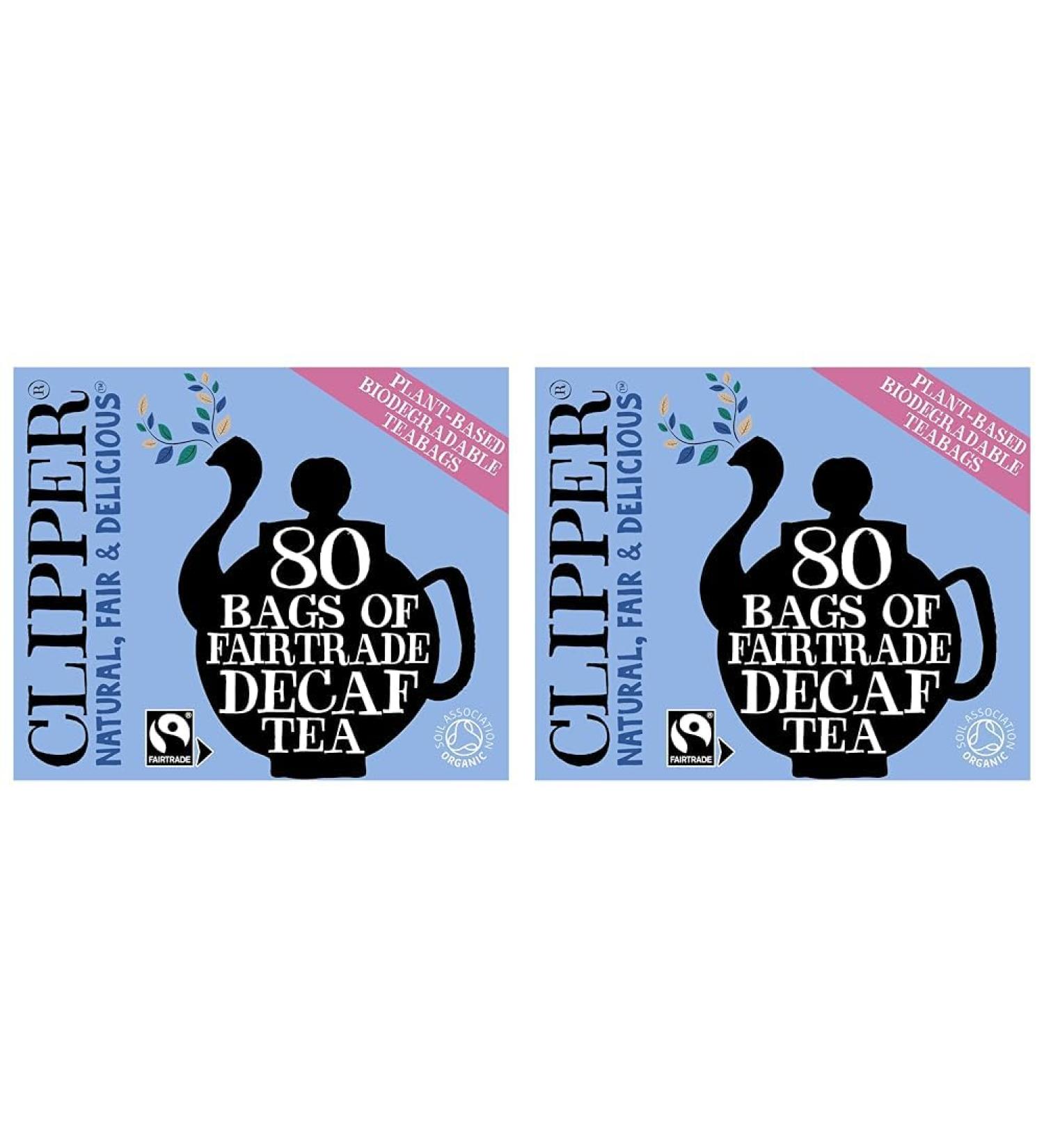 Clipper Organic Everyday Decaf Tea Bags | Natural Unbleached Plant-Based Biodegradable & Non GM Black Tea Bags | | Eco Conscious Organically Grown & Fair Trade Tea (80 Teabags) (Pack of 2)