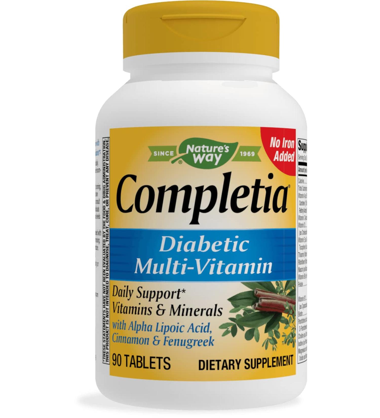 Nature's Way Completia Diabetic Multi-Vitamin - Iron Free, 90 Tablets for Optimal Health - Buy Online on GoSupps.com