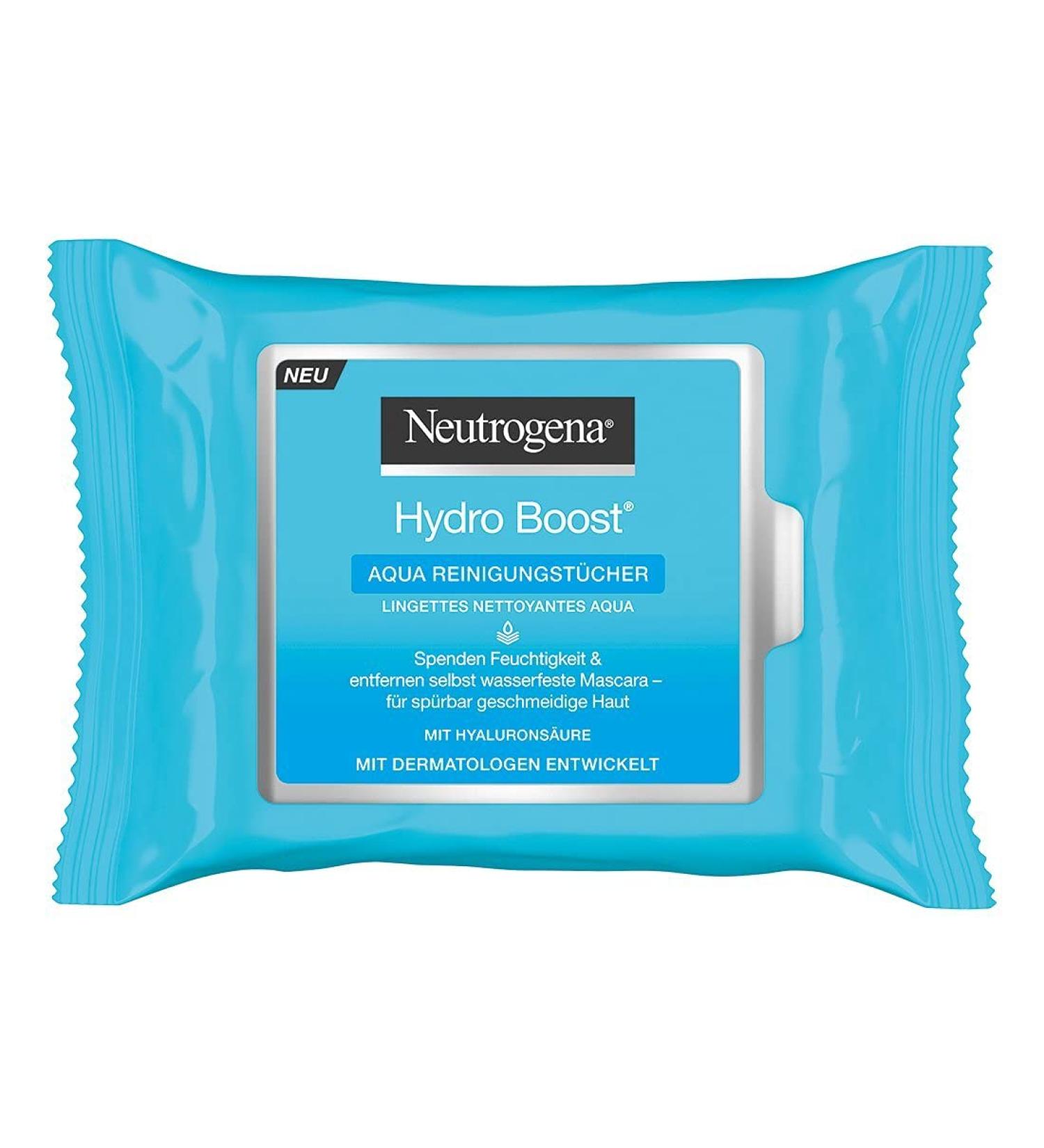 Buy Neutrogena Hydro Boost Aqua Cleaning Wipes - 25 Pack | Hyaluronic Acid Infused for Intense Hydration | International Shipping Available - Buy Online on GoSupps.com