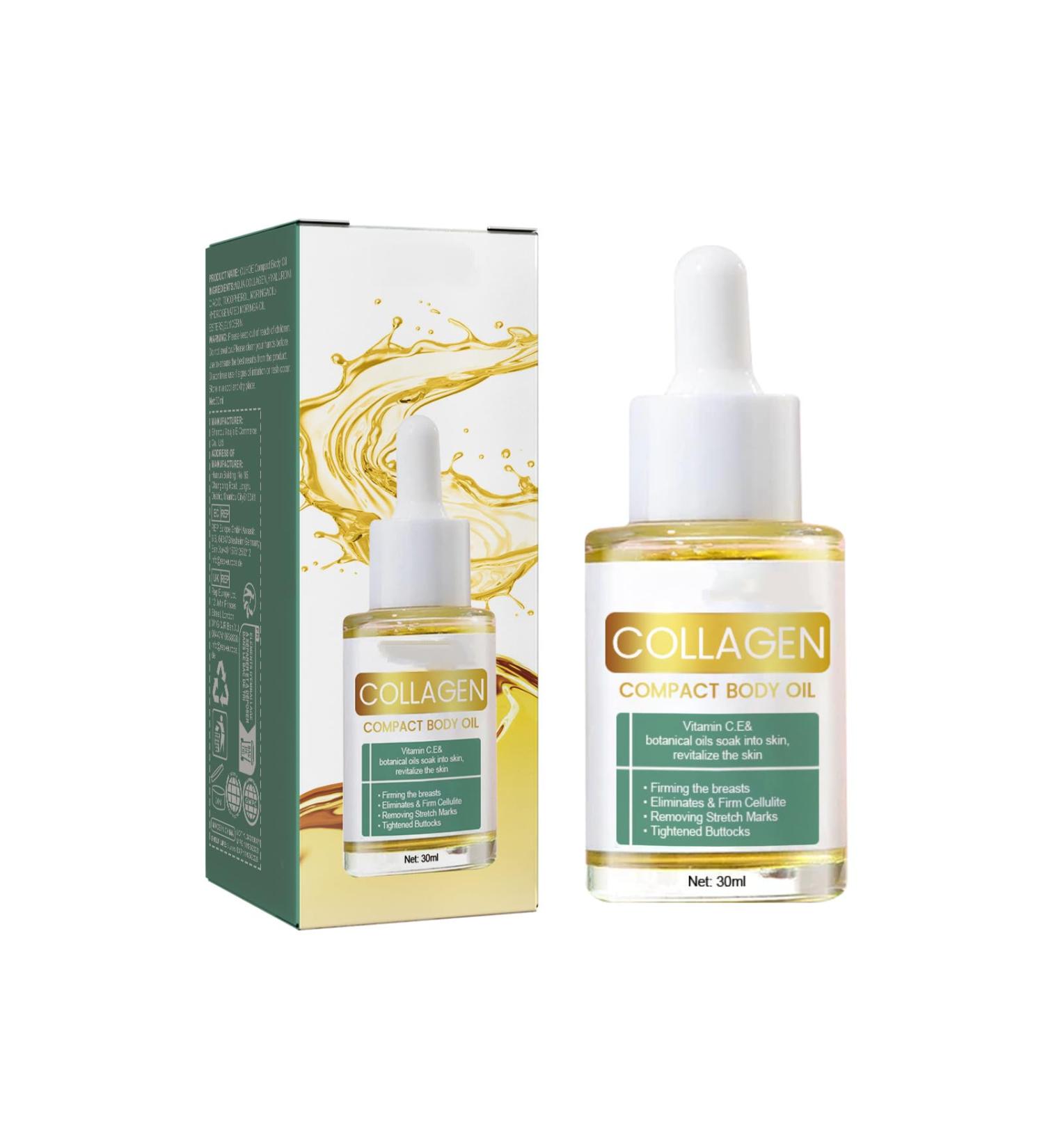 Huile Corporelle au Collag ne 30ml | Huile de Massage Raffermissante et Tonifiante pour Jambes Bras et Ventre | Soin L ger pour Peau Douce et Souple - Buy Online on GoSupps.com