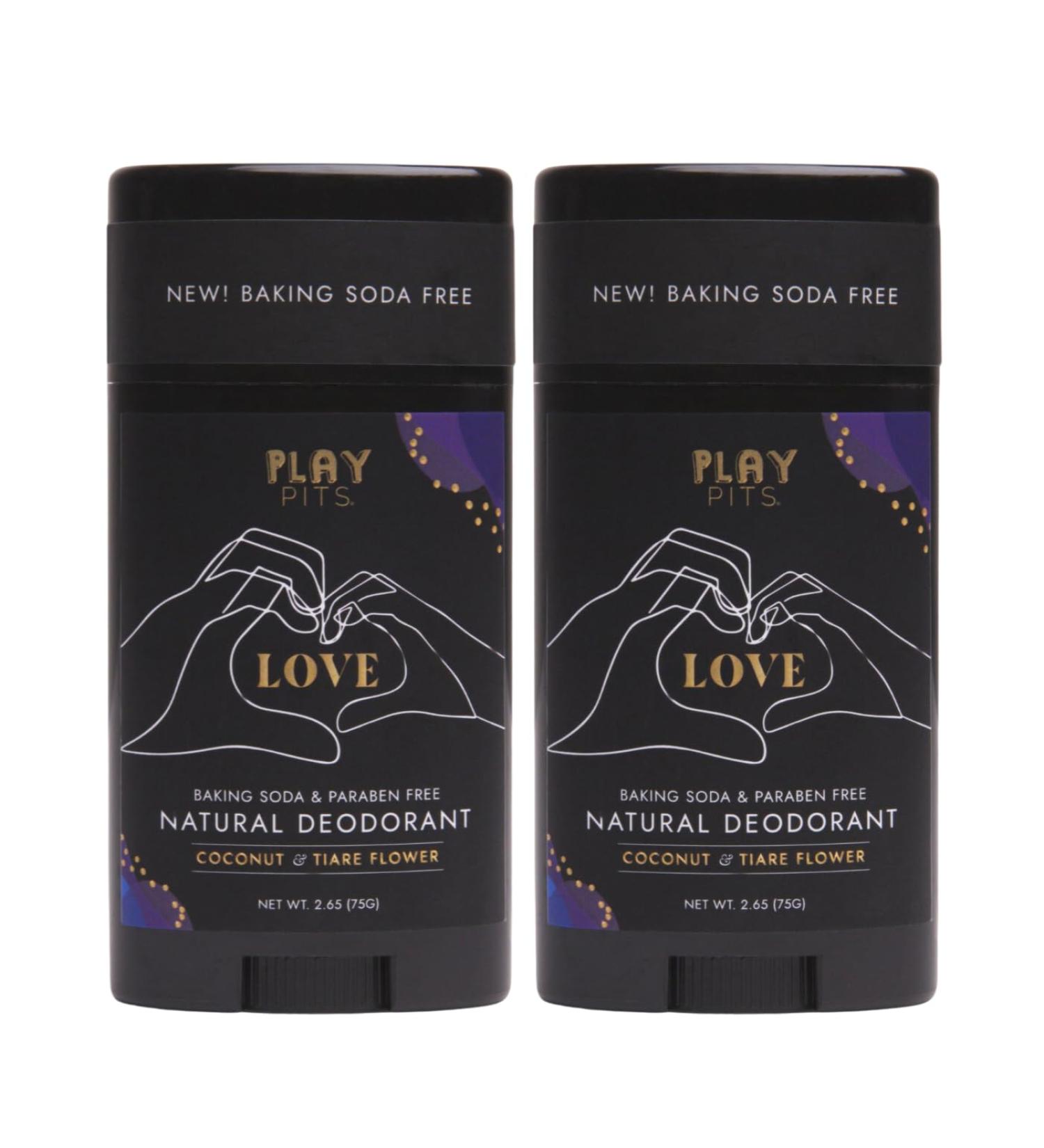 PLAY PITS - 2 Pack - Natural Deodorant - Safe for Men & Women w/Sensitive Skin - Clean Non-Toxic & Paraben Free LOVE Scent - Infused w/Essential Oils 2.65 Oz. Love 2.65 Ounce (Pack of 2) - Buy Online on GoSupps.com