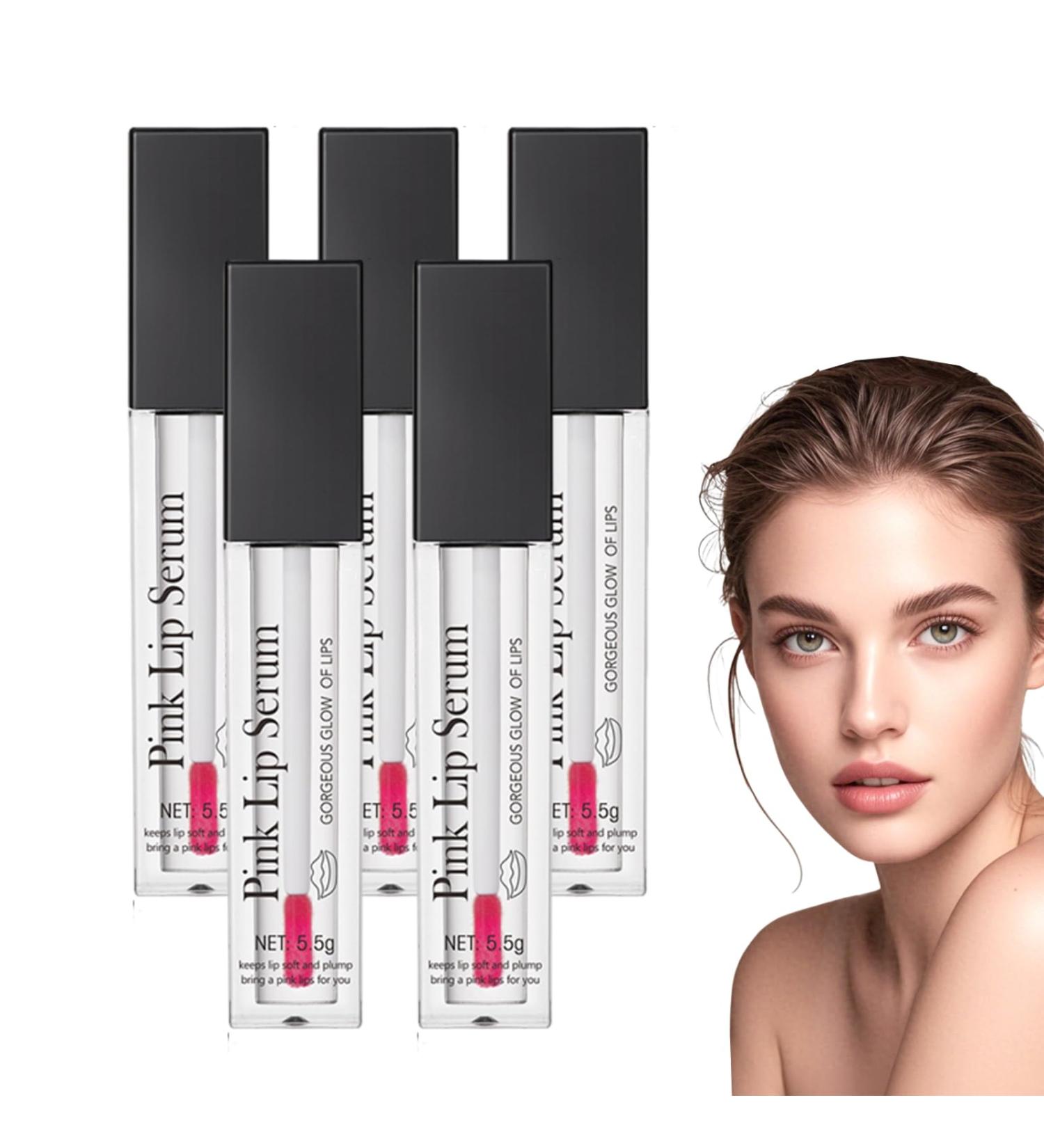VKaoess Pink Lip Serum Plumper with Hydrating Glow Oil Plumping Gloss & Color Changing Lip Balm Tinted for Women Nonsticky High Shine Products with Nourishing for Soft 55ml 5 Pieces - Buy Online on GoSupps.com