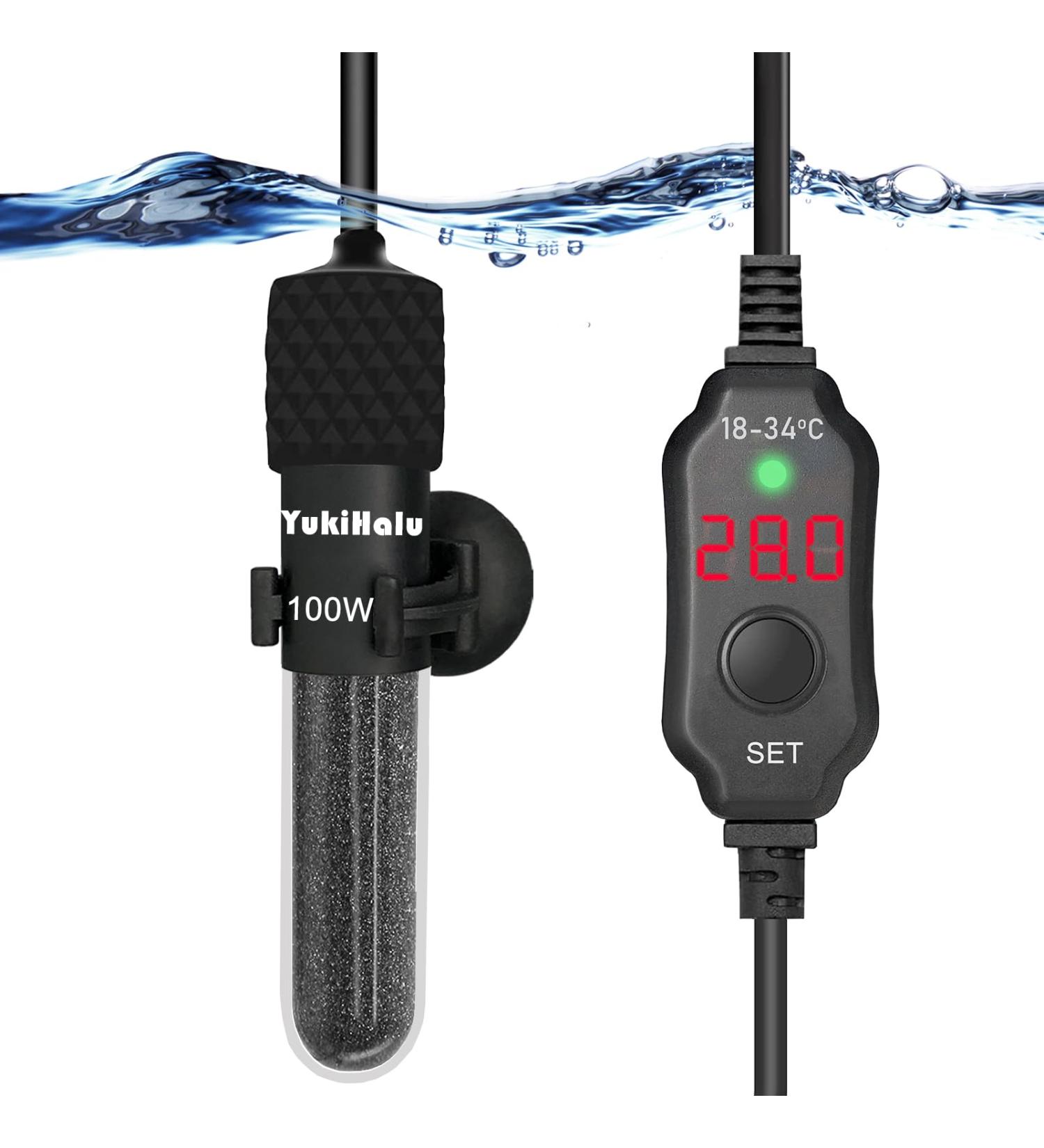 Yukihalu Mini Aquarium Heater 25W 50W 100W 200W with Thermometer & Controller - Ideal for 1-150L Aquariums - Buy Online on GoSupps.com