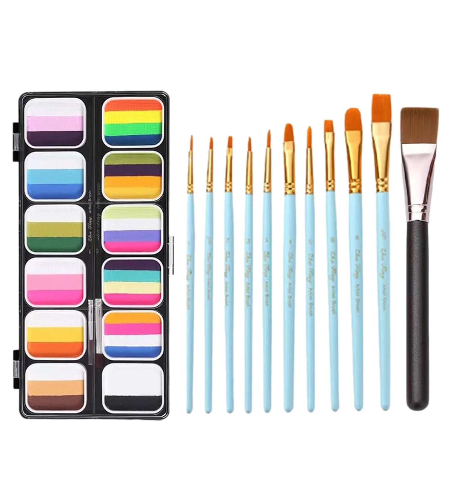 Face Paint Crayons 12 Washable Rainbow Face Palette | Rainbow Face and Body Paint Set Makeup Cream for Boys Girls and Women - Buy Online on GoSupps.com